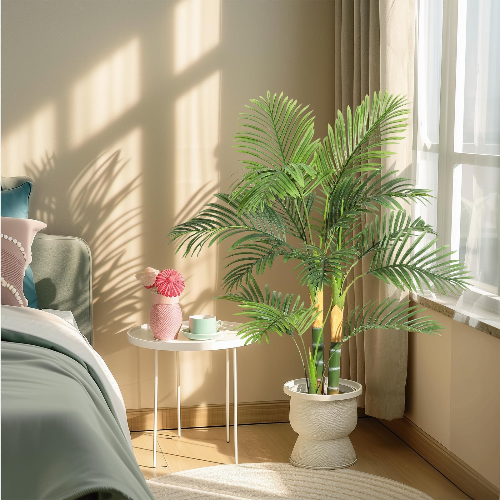 Kunstbaum 1/2er-Set Kunstpalme Künstliche Palme Kunstpflanzen 122/152cm, GarveeMore, Höhe 122 cm