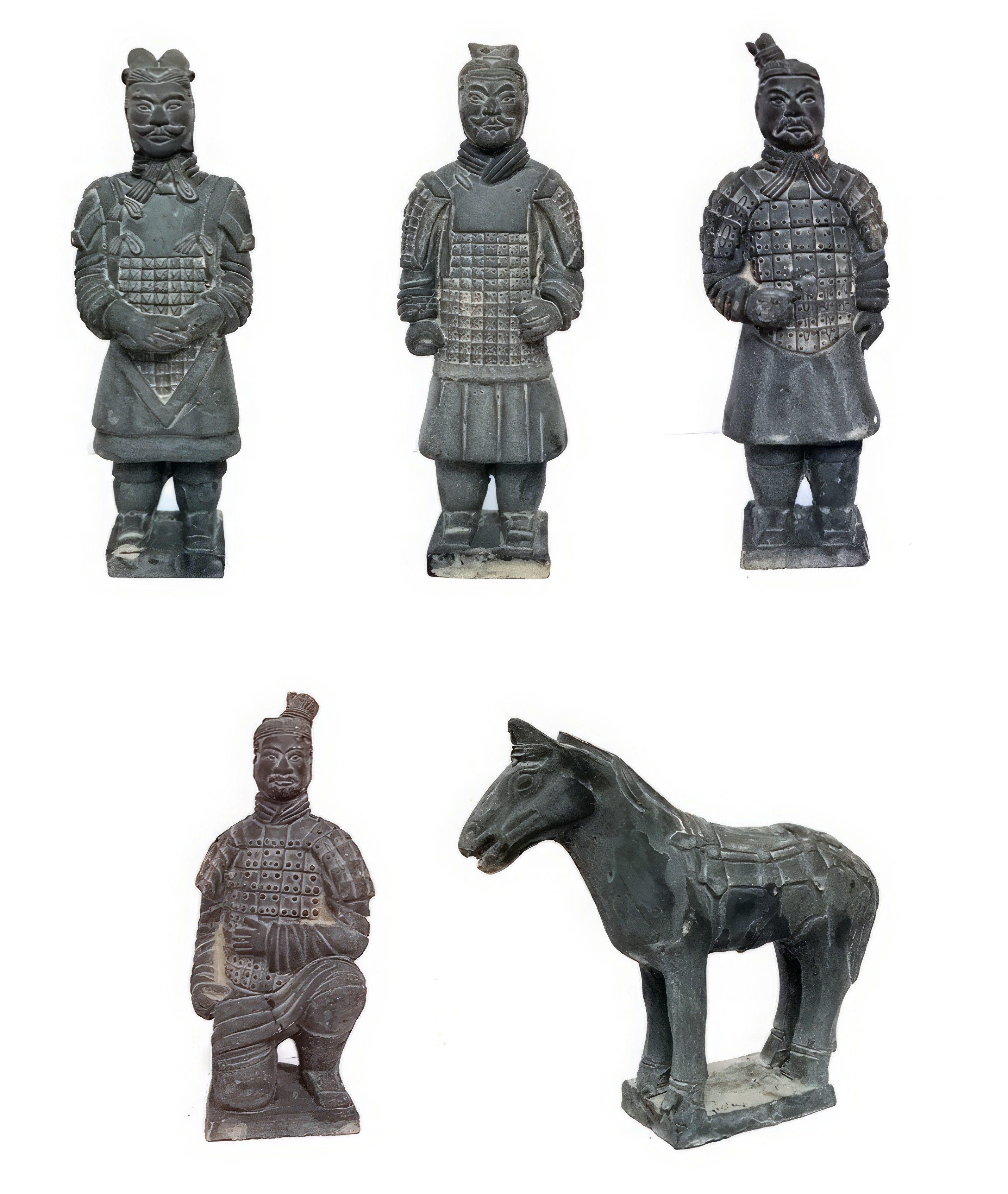 Yudu Dekofigur 5tlg. chinesische Terracotta Krieger Fengshui Figure
