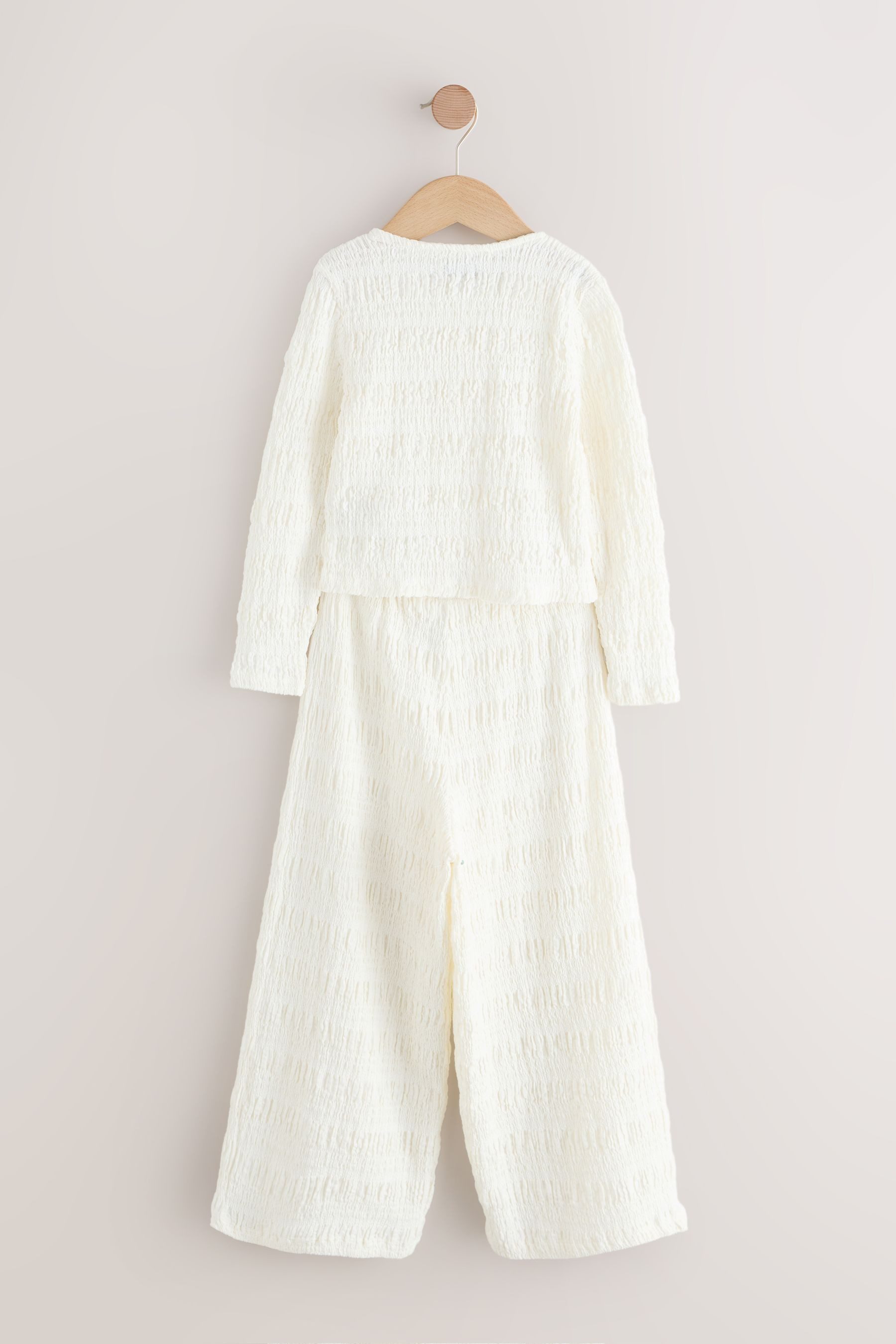 Next Top & Hose Strukturierte Strickjacke und weite Hose im Set (2-tlg)