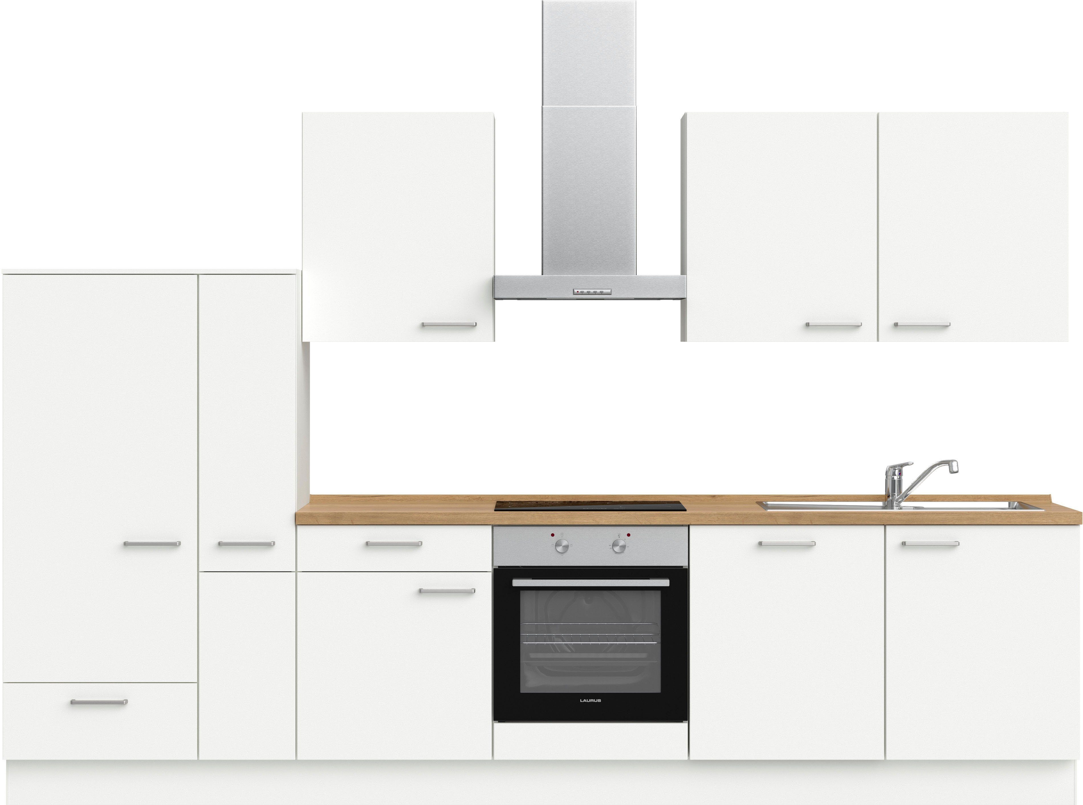 nobilia® elements Küchenzeile "elements basic", vormontiert, Ausrichtung wählbar, Breite 330 cm, ohne E-Geräte
