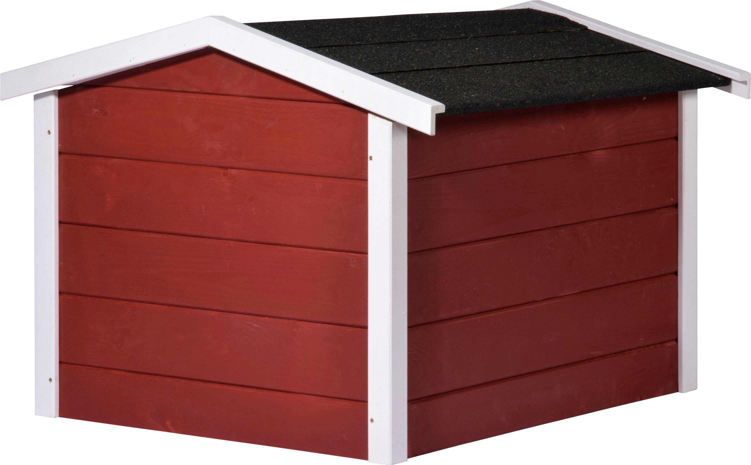 dobar Mähroboter-Garage, BxTxH: 68x76x52 cm, aus Holz in rot, mit Bitumen-Dach