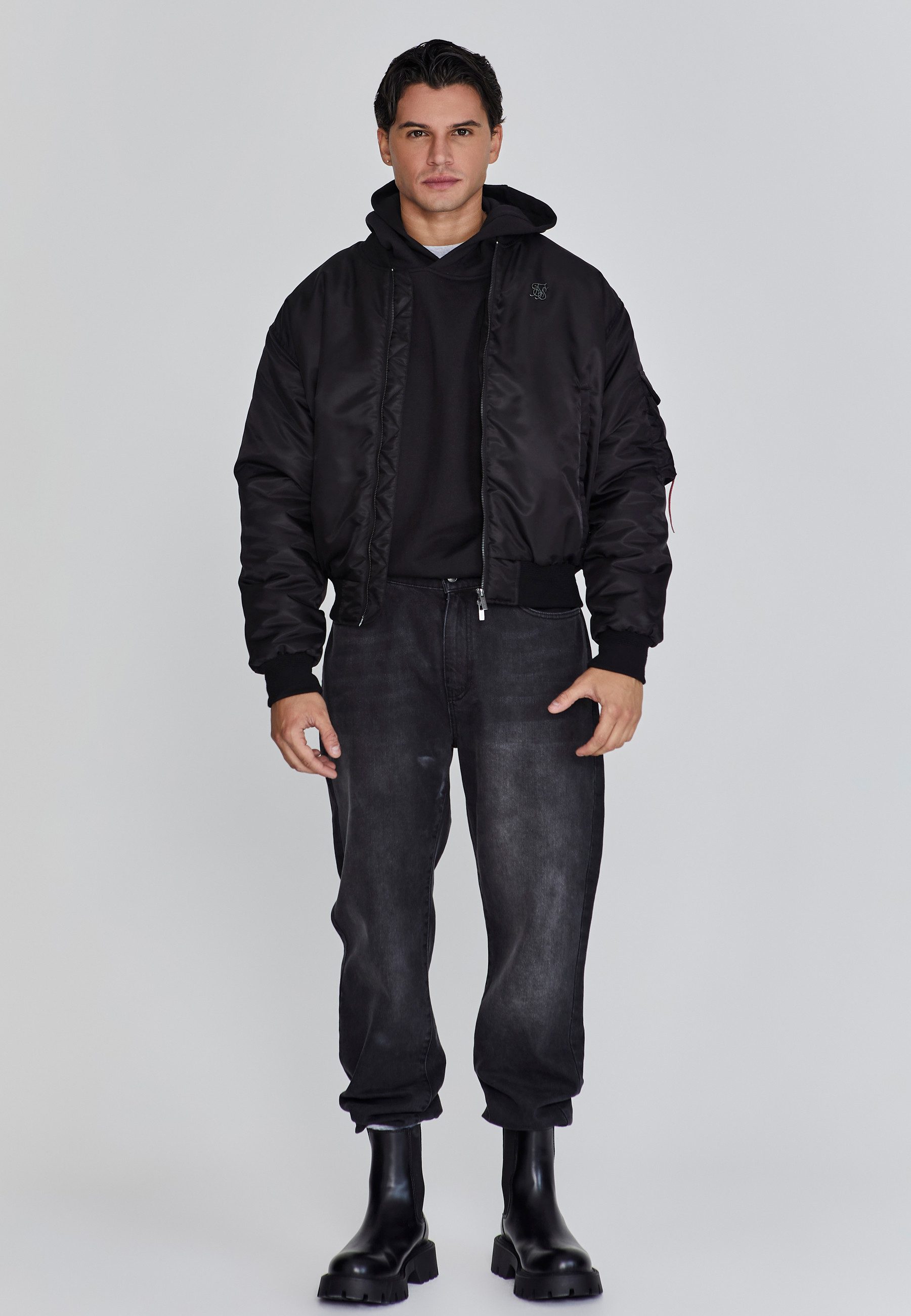Siksilk Bomberjacke SikSilk Herren Schwarze Bomberjacke