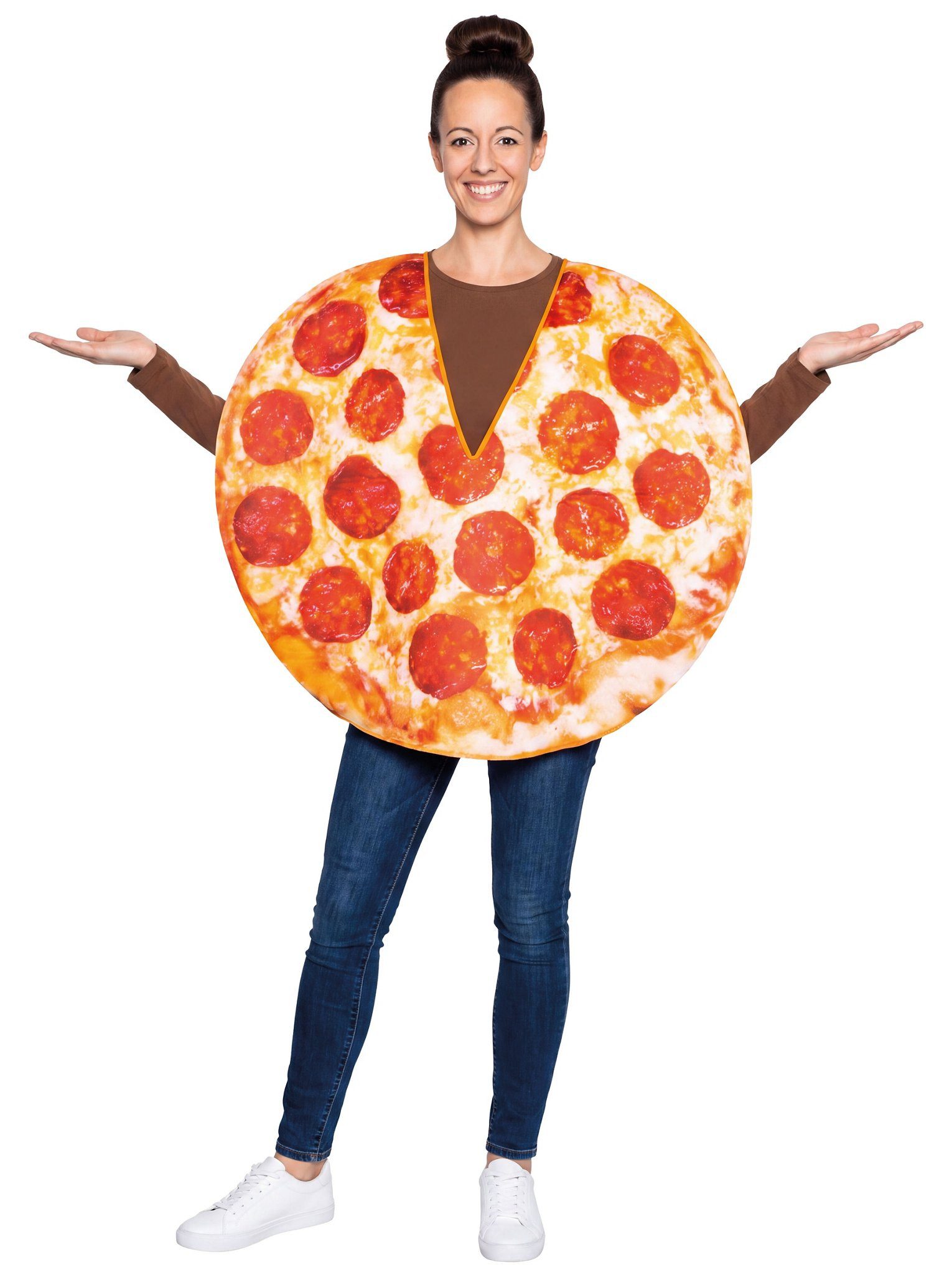 Maskworld Lebensmittel-Kostüm Party Pizza Outfit - Faschingskostüm Karneval Hall, Macht nicht dick