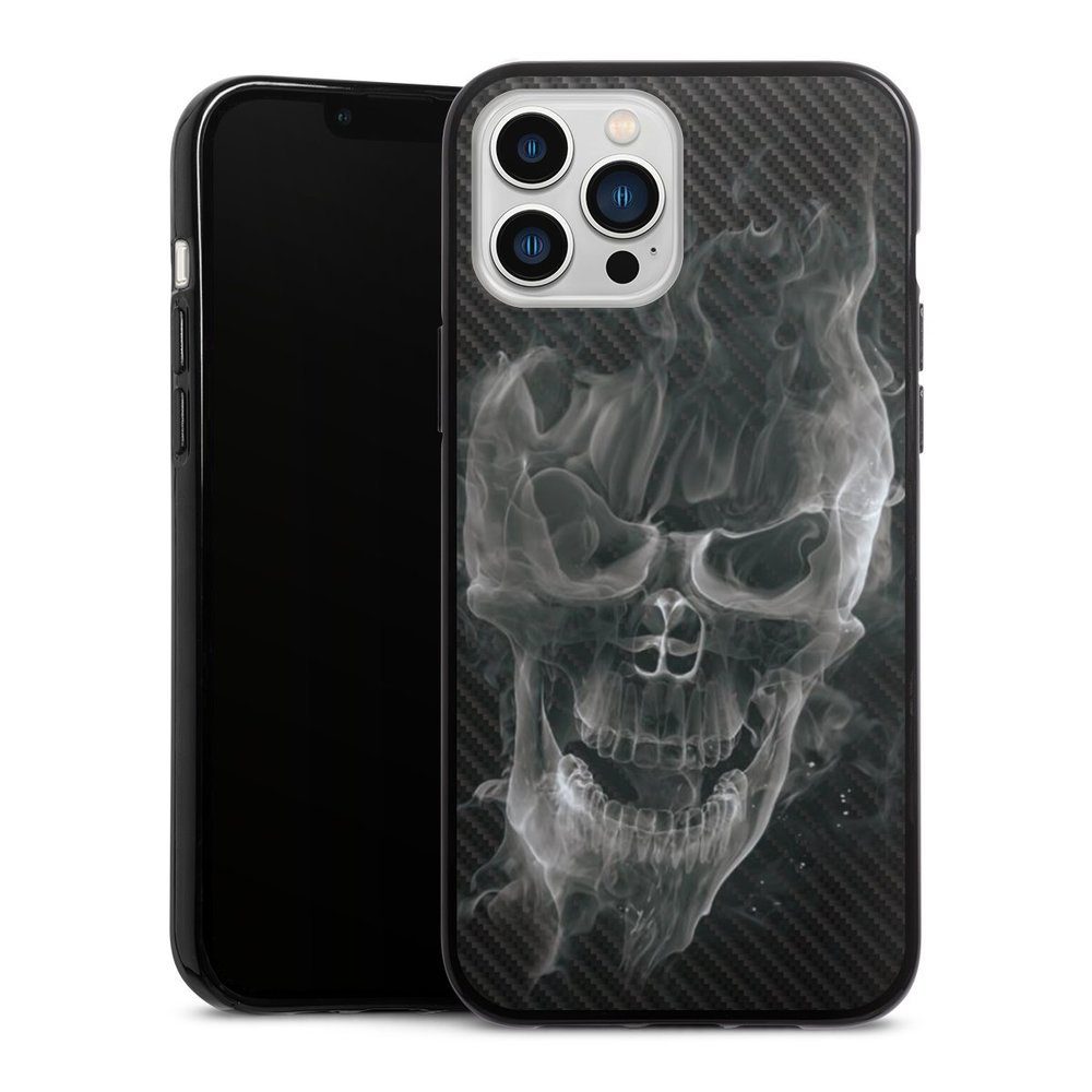 Handyhülle Totenkopf Schädel Carbon Smoke Skull Carbon