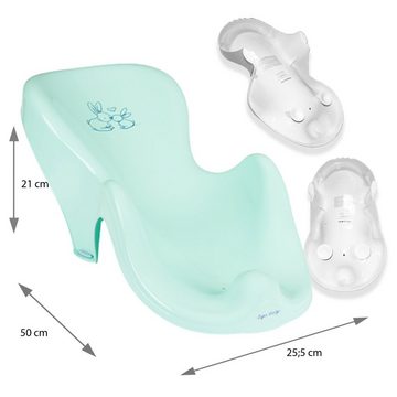 Tega-Baby Babybadewanne 4 Teile SET AB -BUNNIES + Ständer Weiß- -Wanne Abflussset Baby, (Premium.set Made in Europe), **Wanne+ Sitz+ Töpfchen+ Ablauf Set+ Ständer**