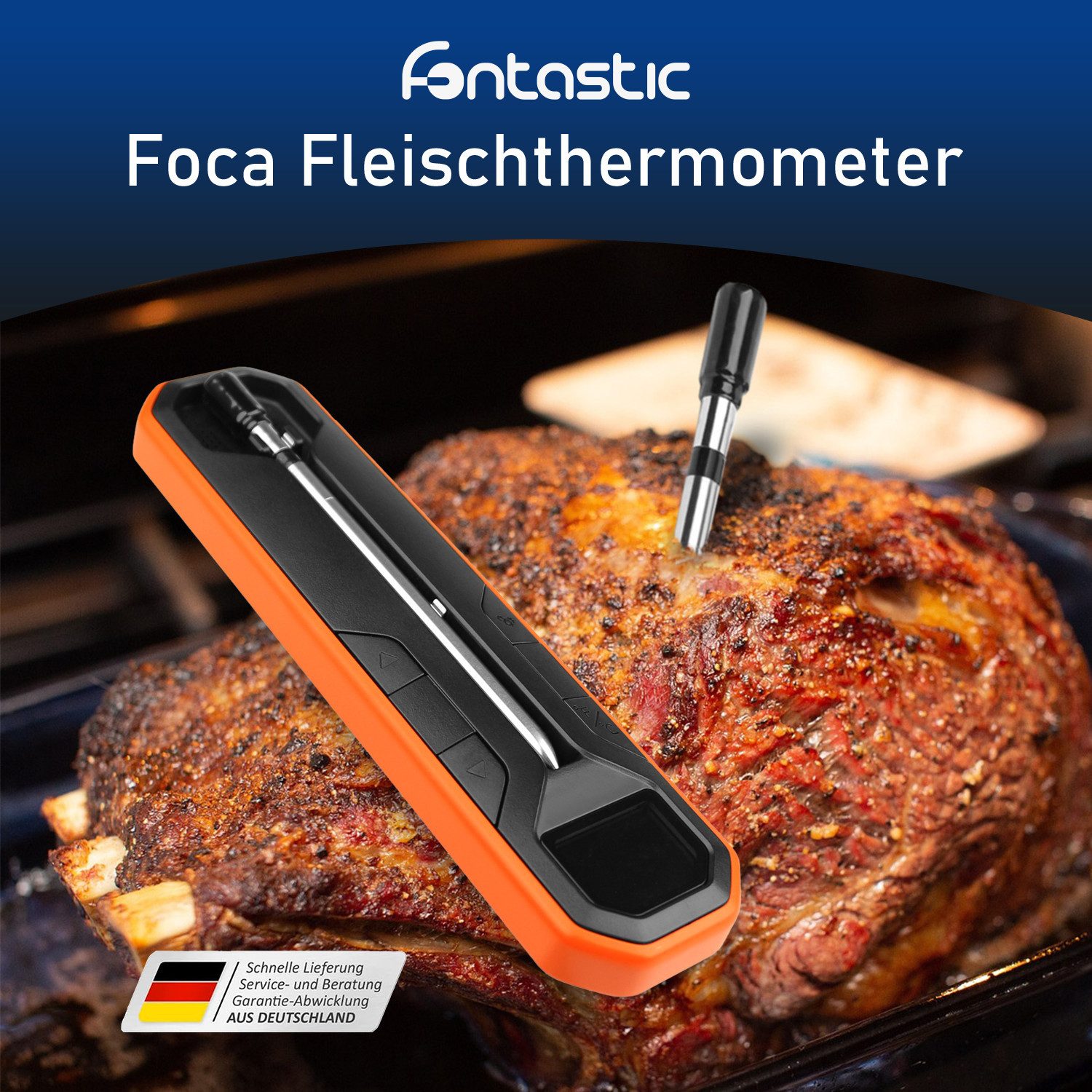fontastic Backofenthermometer Foca Fleischthermometer kabellos App Grillthermometer Bluetooth