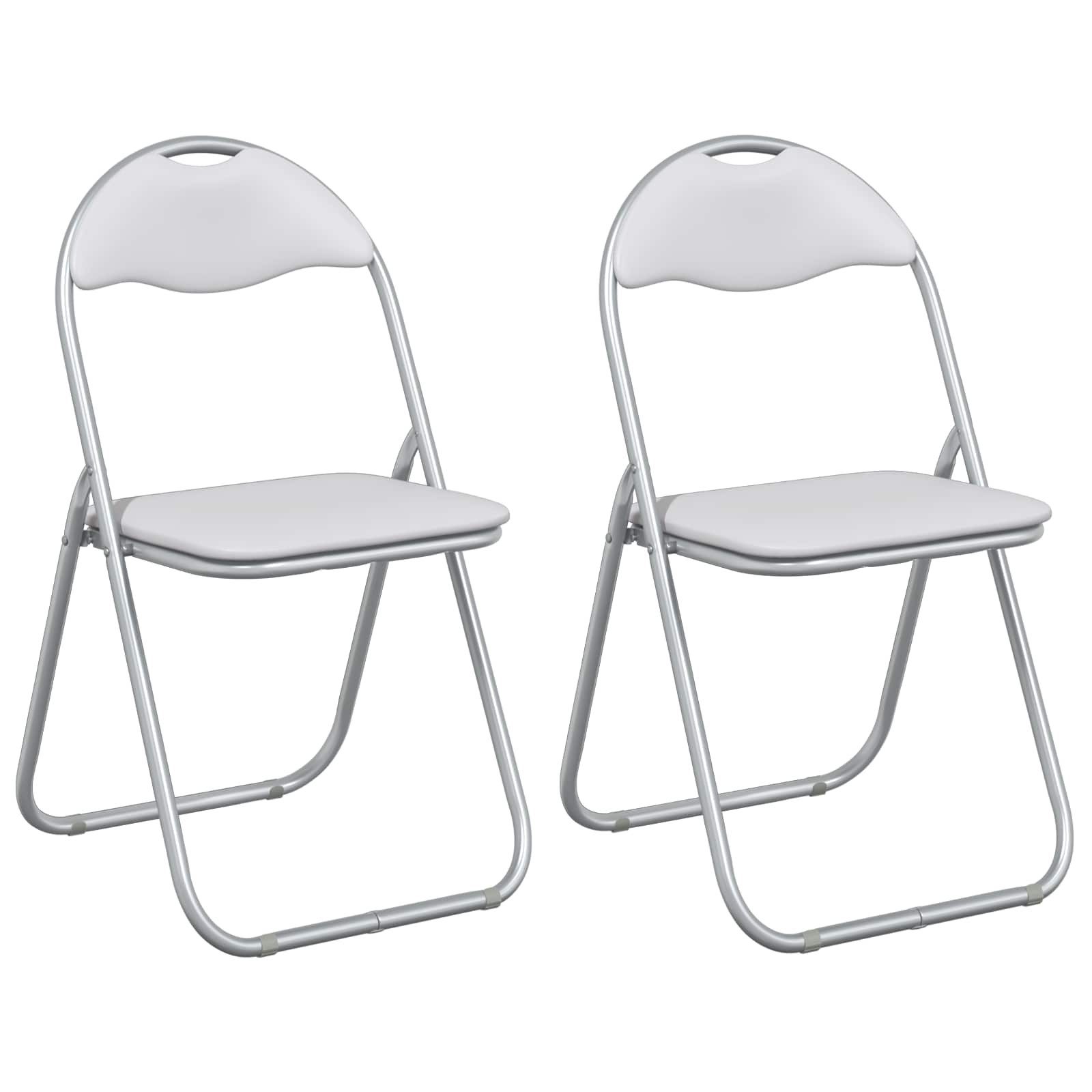 vidaXL Esszimmerstuhl Klappstuhl 2 stk. Kunstleder Weiß und Grau 48 x 43,5 x 81 cm (2 St)