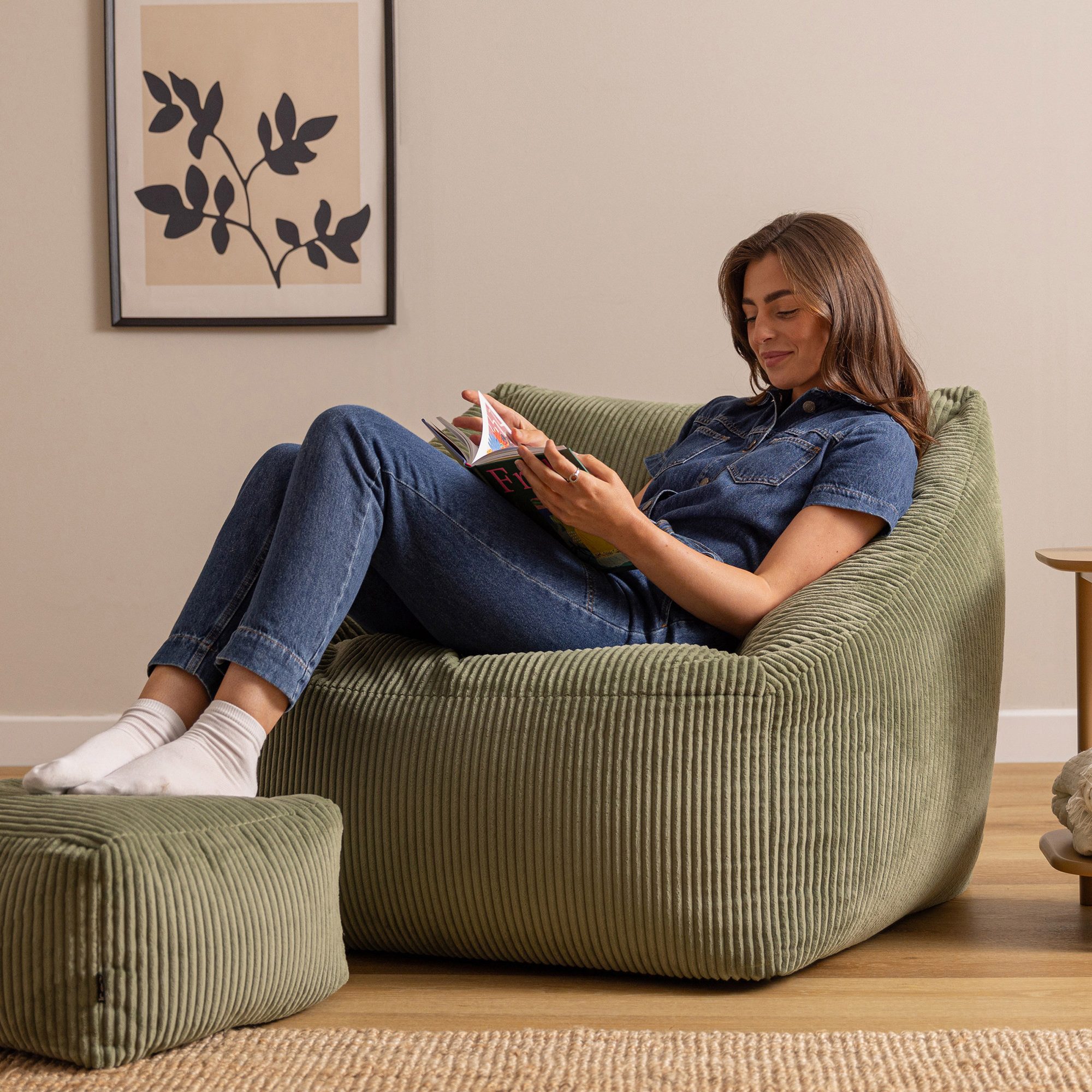 icon Sitzsack Riesen Sessel aus Cord Flauschig „Natalia" mit Hocker (Spar-S günstig online kaufen