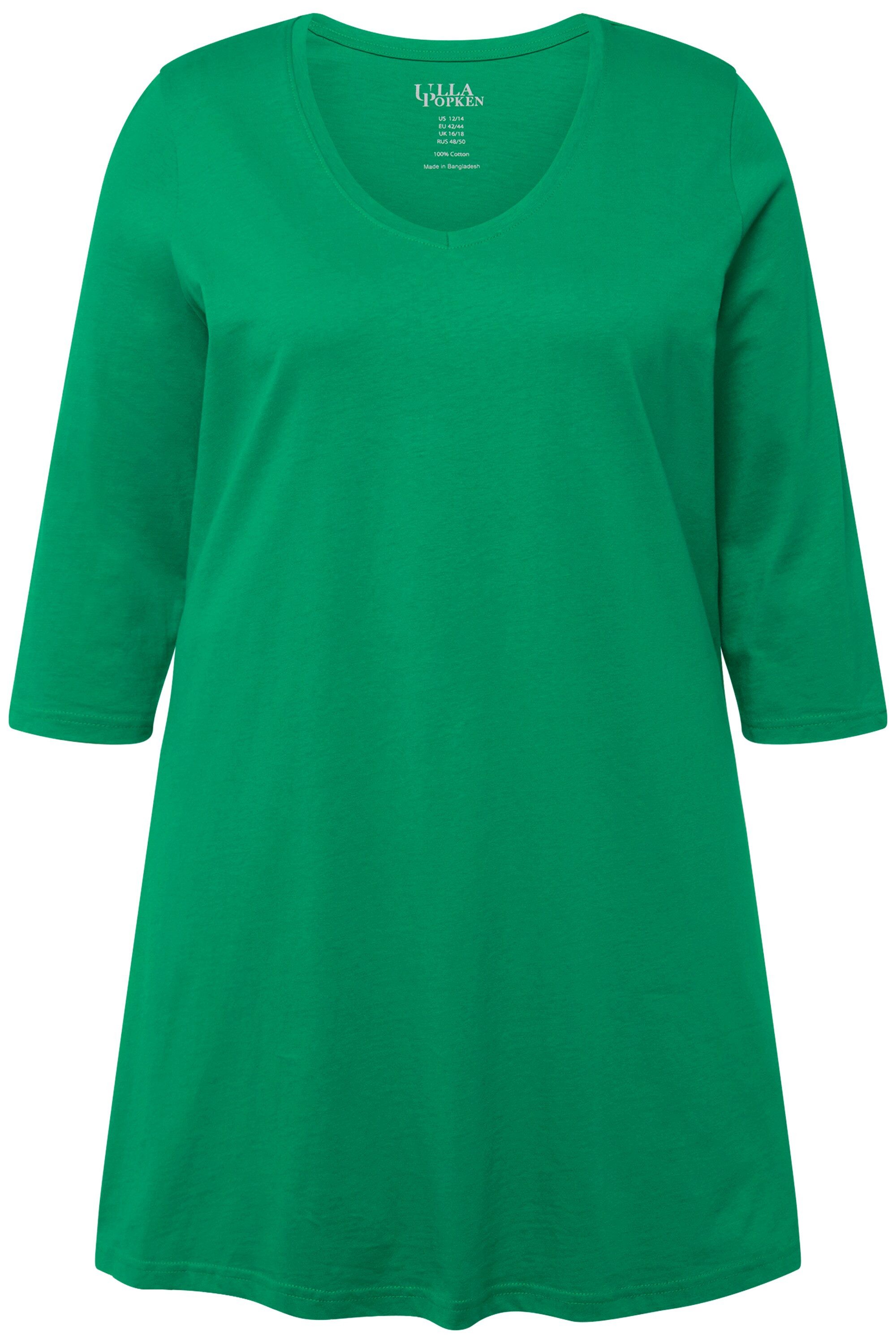 Ulla Popken Longshirt Longshirt A-Linie V-Ausschnitt günstig online kaufen