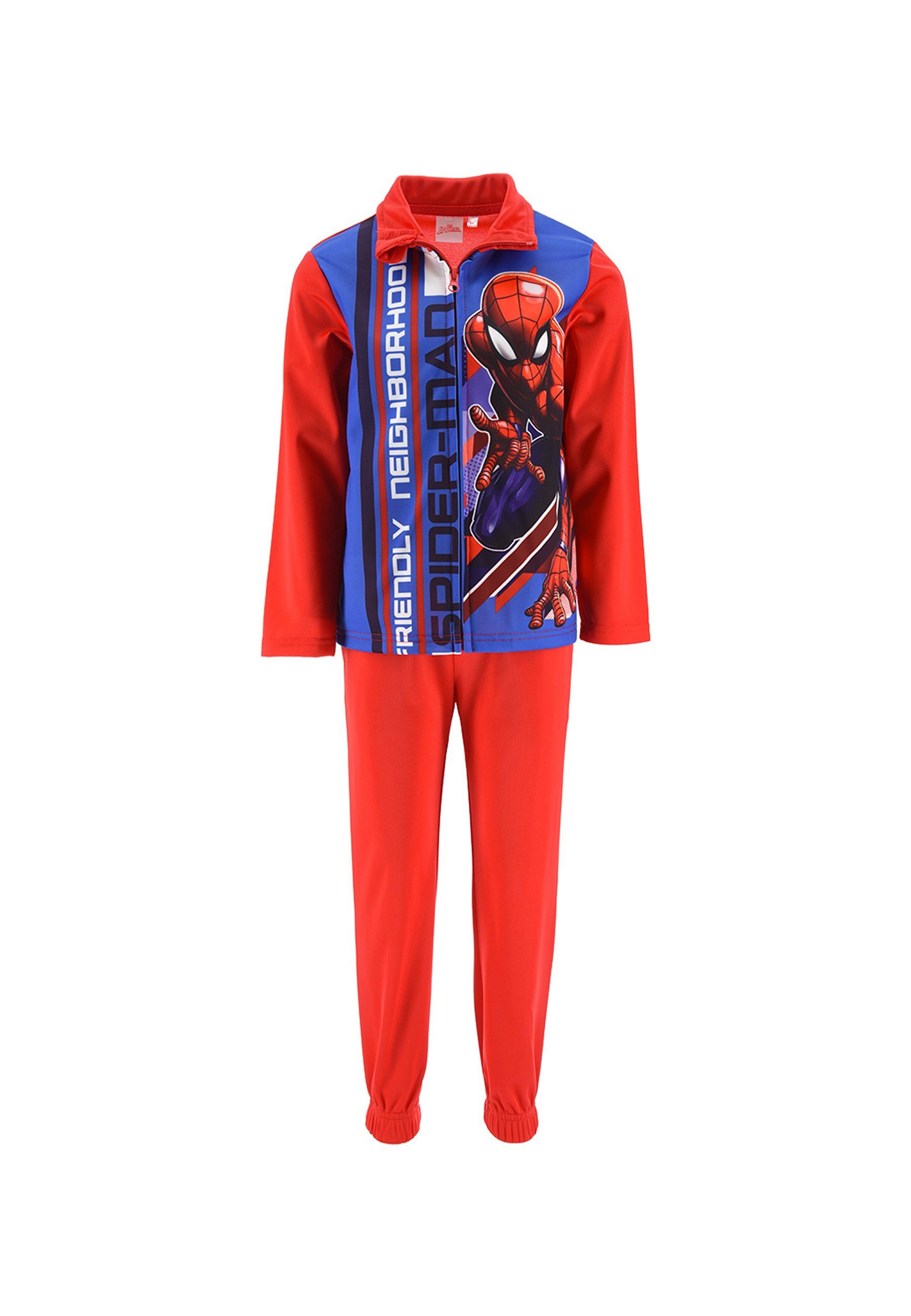 Spiderman Jogginganzug Marvel Trainings-Jacke Trainings-Anzug Rot Jungen Kinder Jogging-Hose 2-tlg) mit (SET