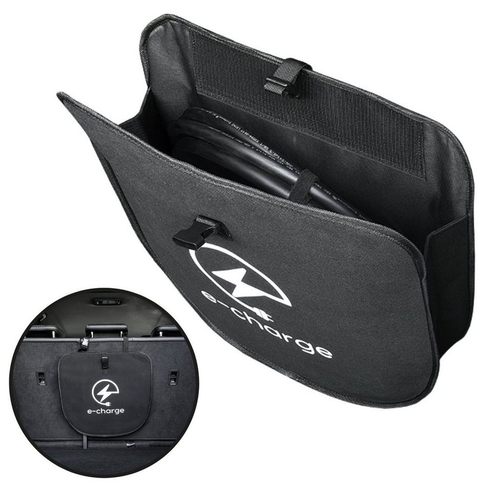 TUX Auto-Rückenlehnentasche selbsthaftend 2 Kabel-Tasche EV Kofferraum für Typ Elektroauto