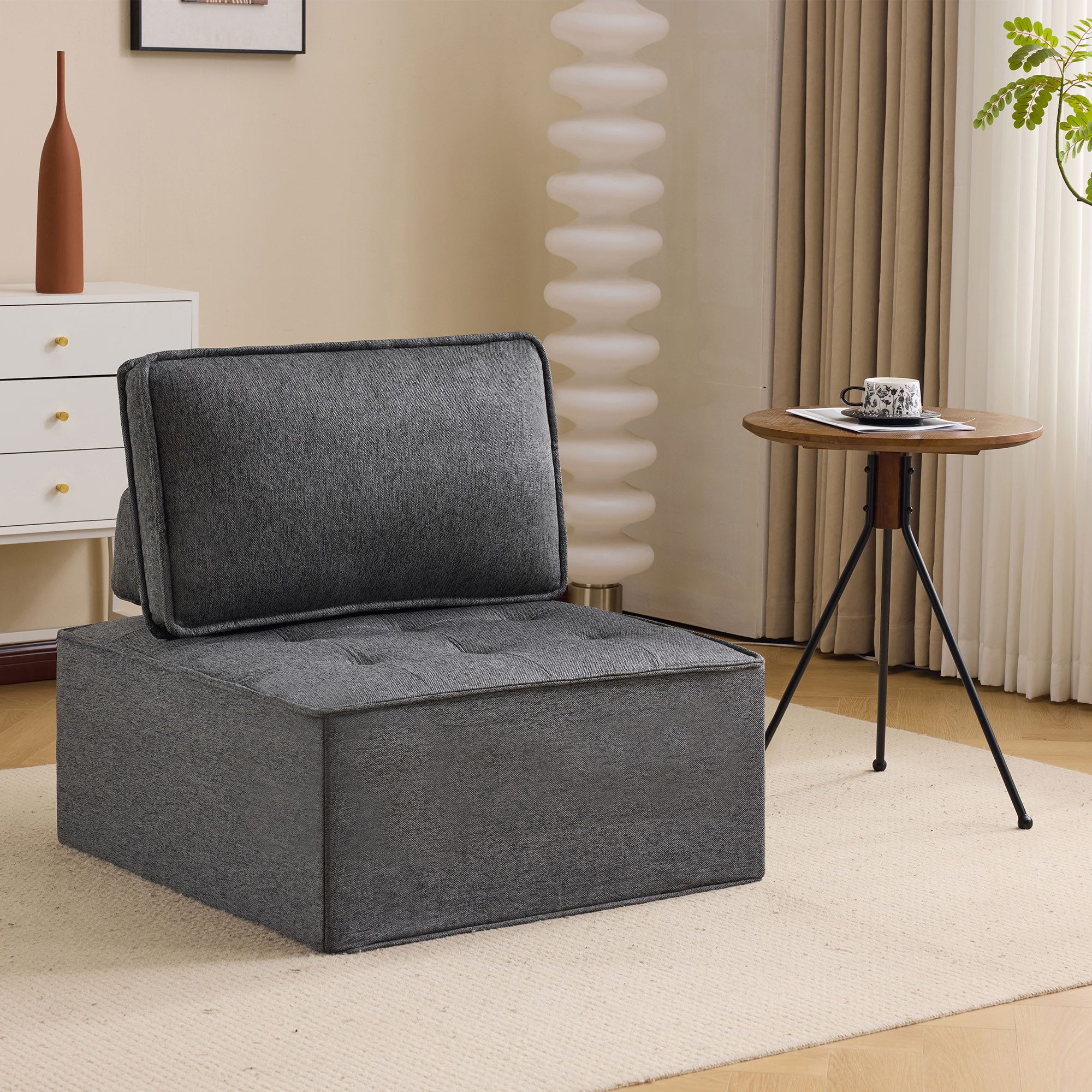 Drenice Sofa Einzelsofa, Modulares Einzelsofa mit Leinenbezug, Kleine Sitzgarnitur,Wohnzimmer-Sessel,Sitzsack 4 Teile, Sofa für Schlafzimmer, Gästezimmer oder Kinderzimmer