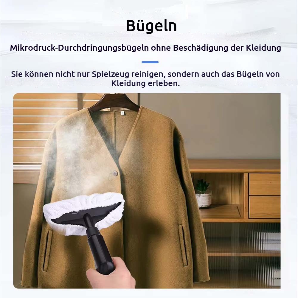 QUBEBU Handdampfreiniger Multifunktions-Dampfreiniger Handgerät Mit 9 Zubehörteilen 1.8m Kabel, 1200 W, Flächenleistung: 40 m², Hand-Dampfreiniger für alles – Polstermöbel, Fliesen, Böden