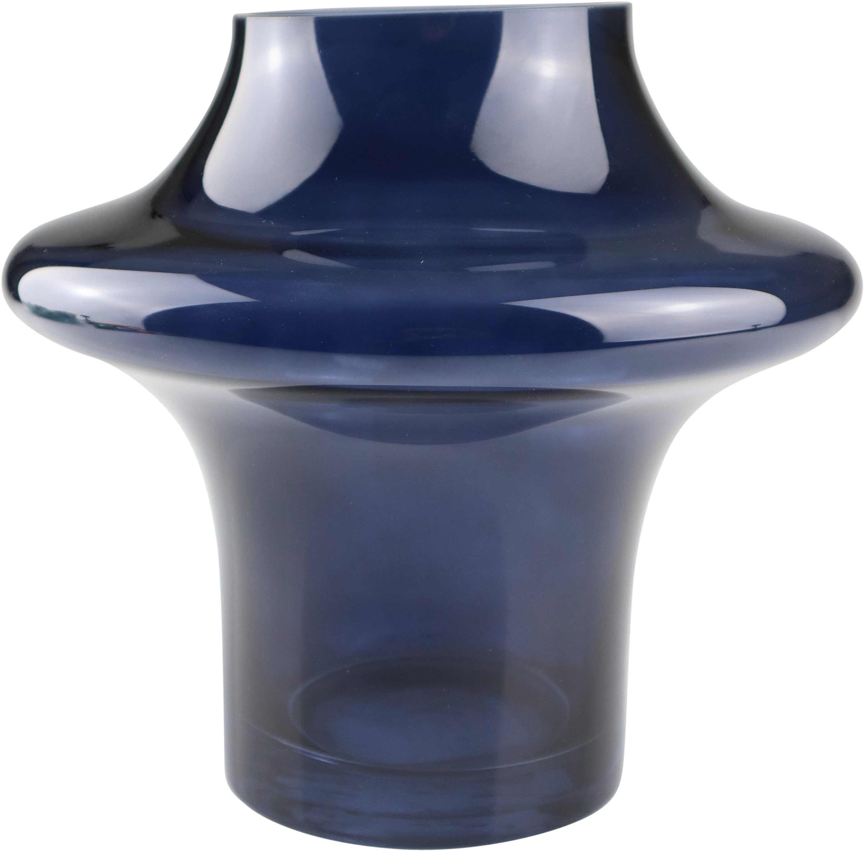 AM Design Dekovase aus blauem Glas, setzt mit ihrer runden Form Akzente günstig online kaufen