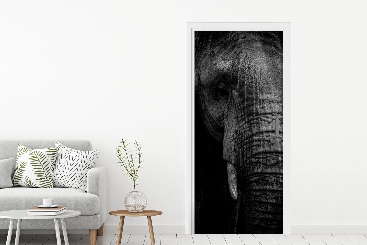 Türaufkleber, MuchoWow Porträt, cm Elefant 75x205 Matt, St), - für Tier Türtapete Tür, - Fototapete bedruckt, (1