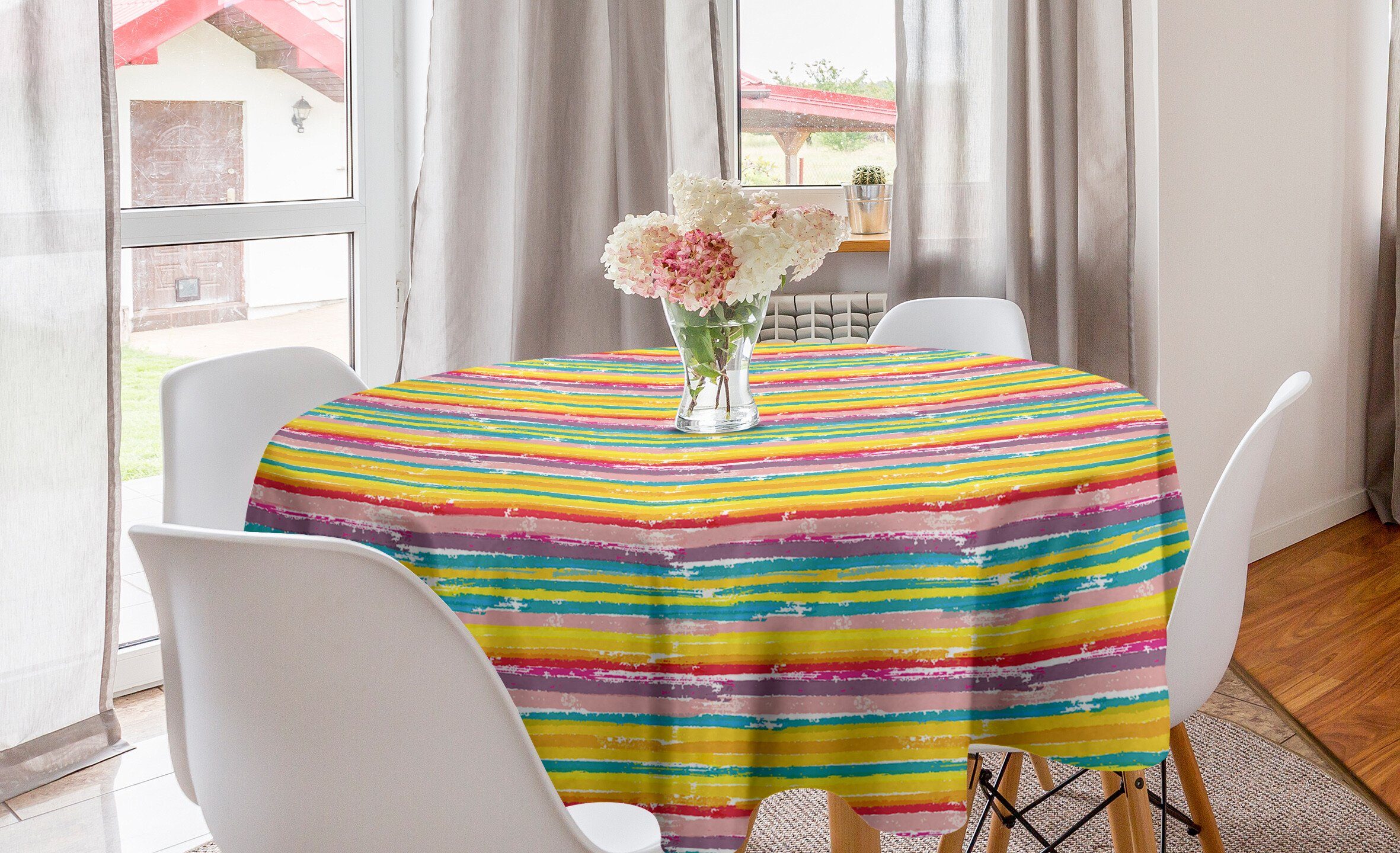 Abakuhaus Tischdecke Kreis Tischdecke Abdeckung für Esszimmer Küche Dekoration, Bunt Pinsel Marks Entwurf