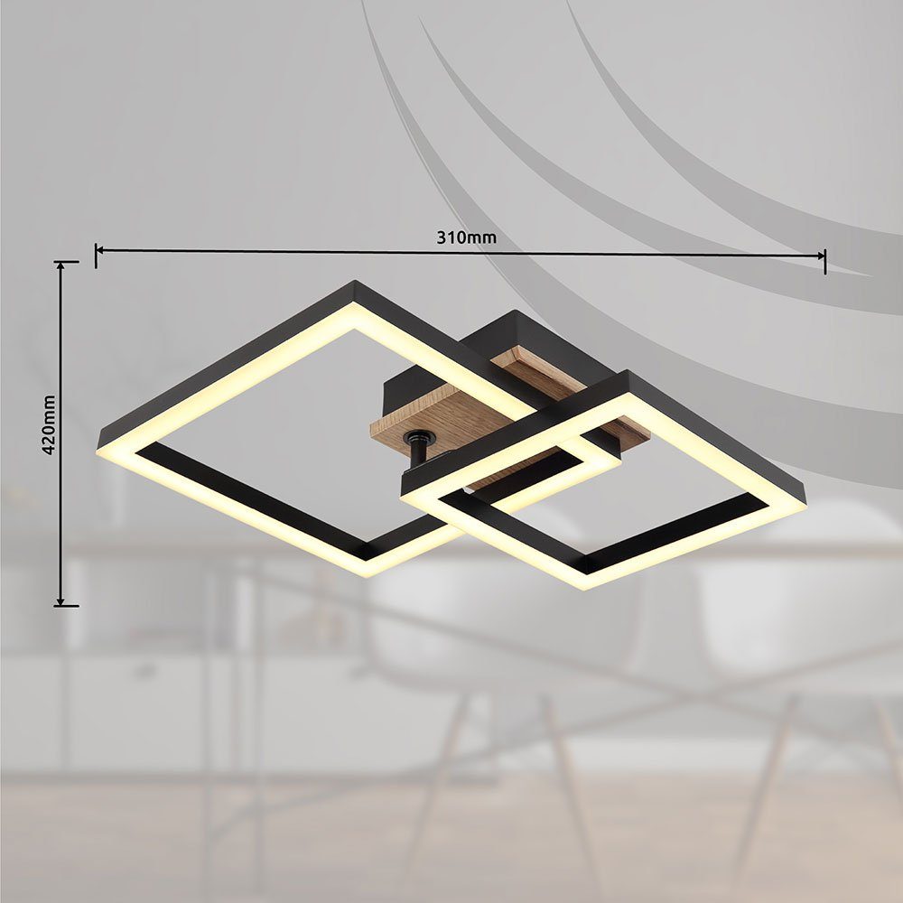 Globo LED Deckenlampe Deckenleuchte, fest Deckenleuchte LED-Leuchtmittel Holzoptik Designleuchte Warmweiß, Wohnzimmerlampe verbaut