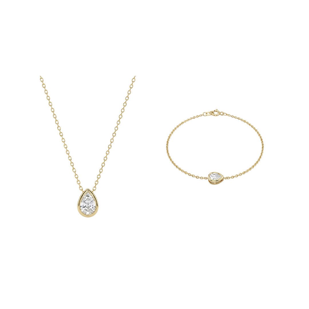 Suzan Gold Schmuckset Aurelia Drop Set – 375 Echtgold Schmuckset mit Tropfen Anhänger
