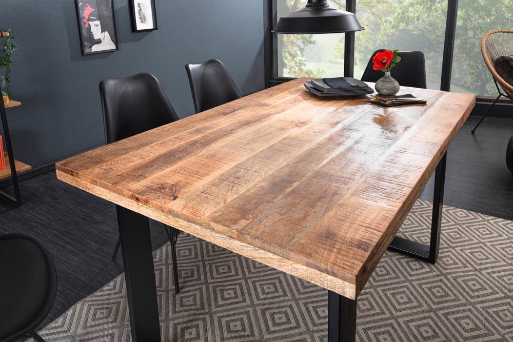 riess-ambiente Esstisch IRON CRAFT 120cm natur/schwarz - Mango-Massivholz, Kufen aus Eisen (Einzelartikel, 1-St), Industrial Design & bis zu 6 Personen – ideal für Dein Loft-Esszimmer