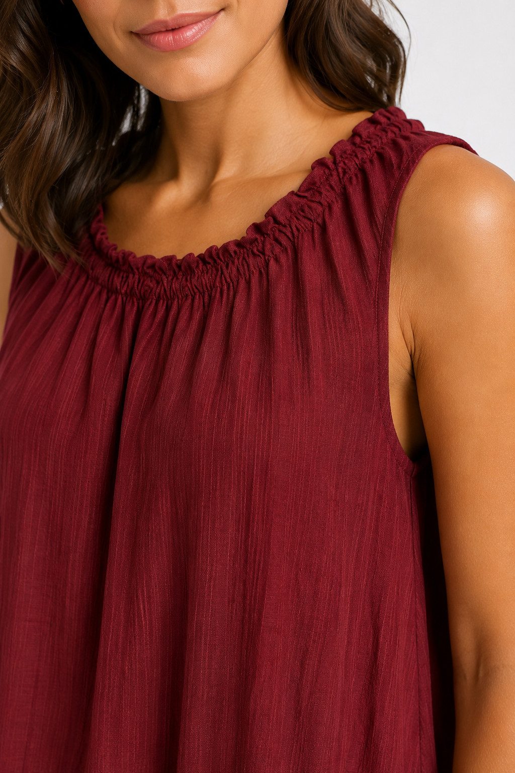 ITALY VIBES Sommerkleid - leichtes Viskosekleid mit gerafftem Kragen - Damen Kleid ONE SIZE - passend für Größen M bis XL