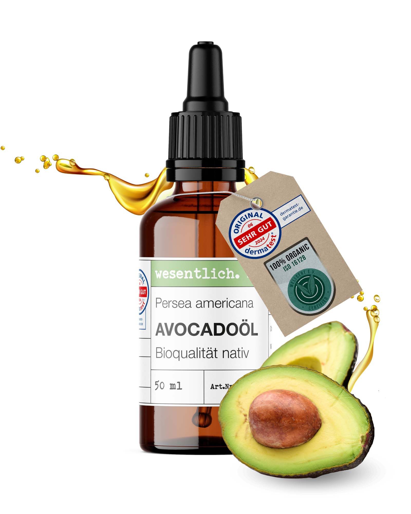 wesentlich. Körperöl Avocadoöl BIO kaltgepresst (50ml) von wesentlich.