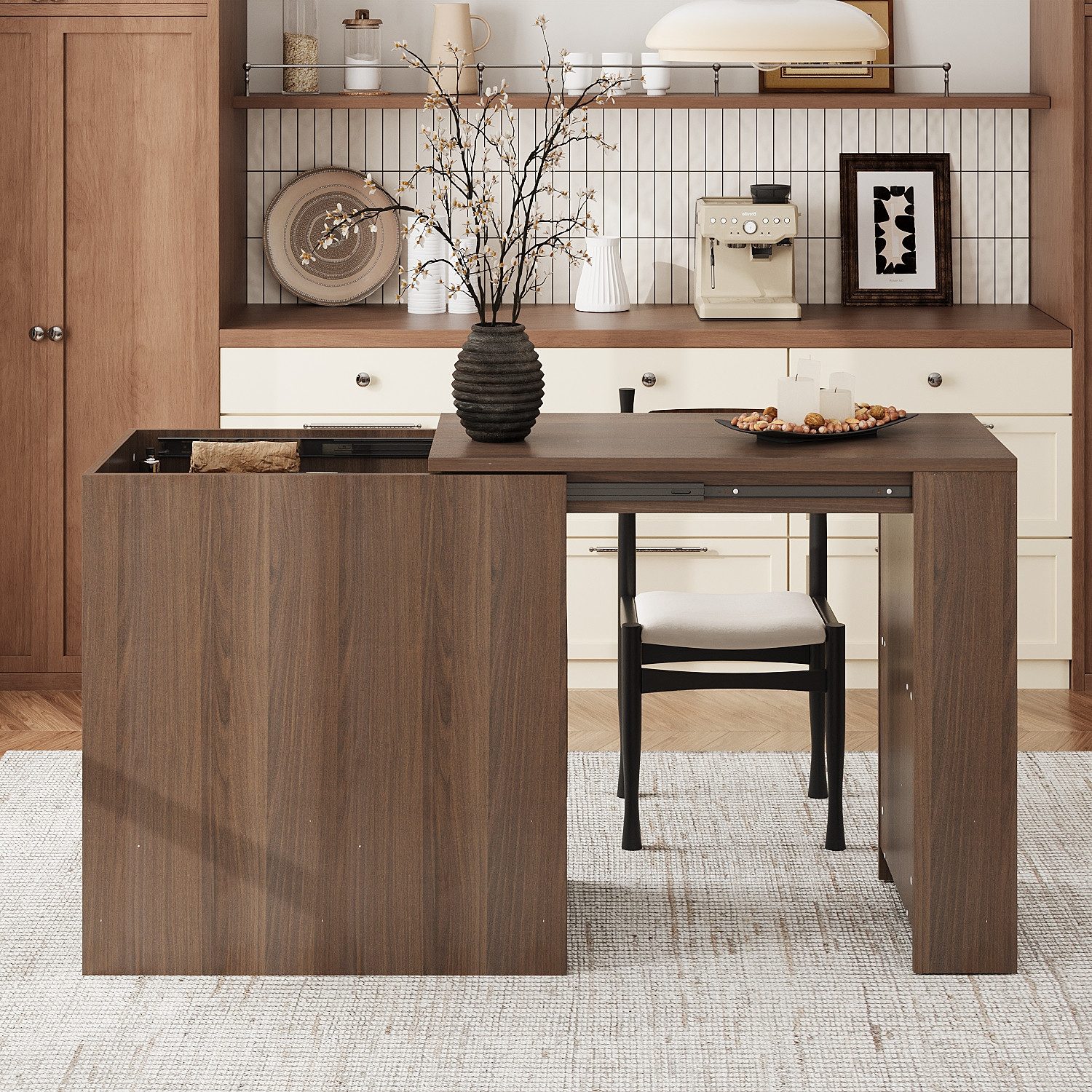 FUFU&GAGA Schreibtisch ausziehbarer Schreibtisch mit 2 Schubladen und 1 Tür günstig online kaufen