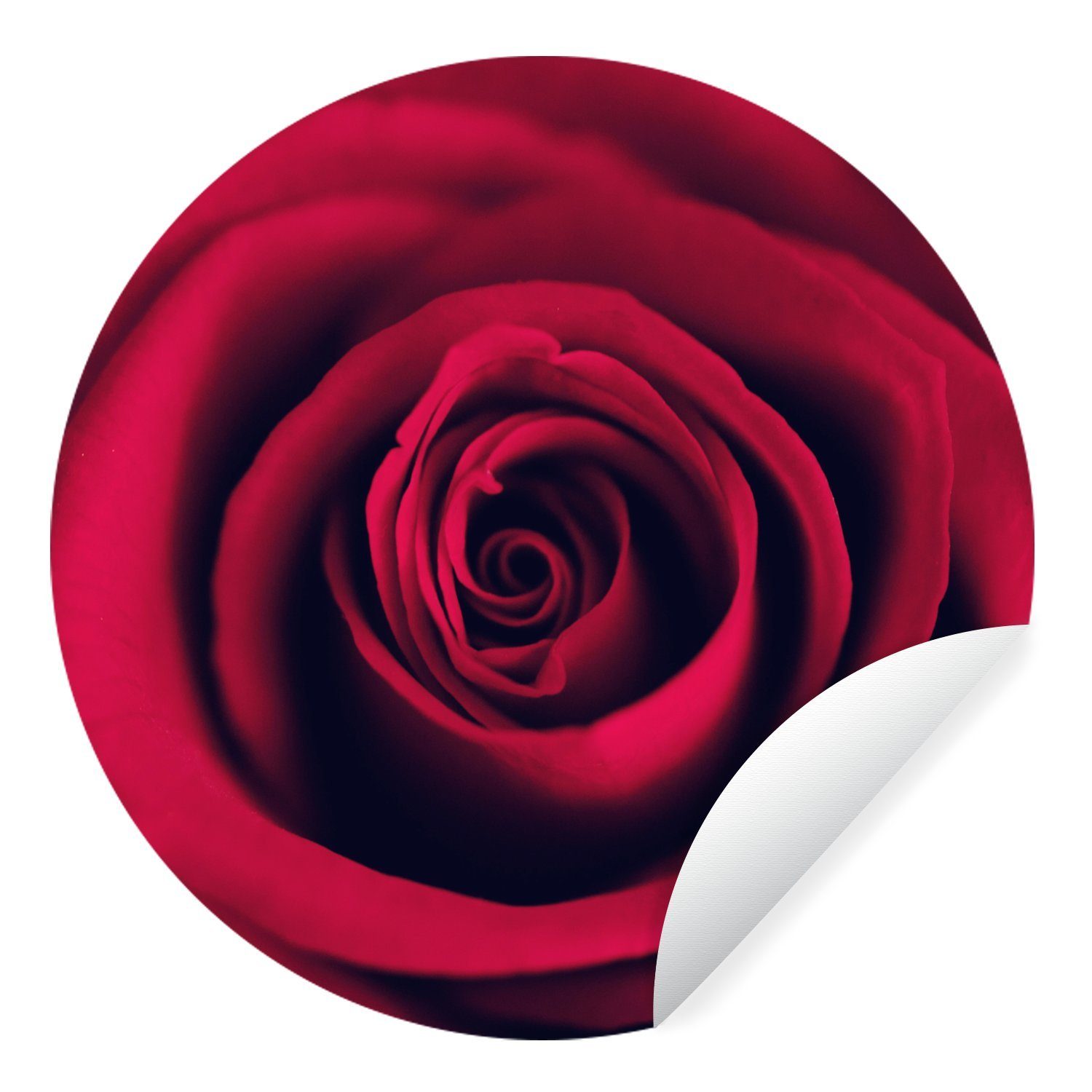 MuchoWow Wandsticker Rosen - Rot - Blumen (1 St), Tapetenkreis für Kinderzimmer, Tapetenaufkleber, Rund, Wohnzimmer