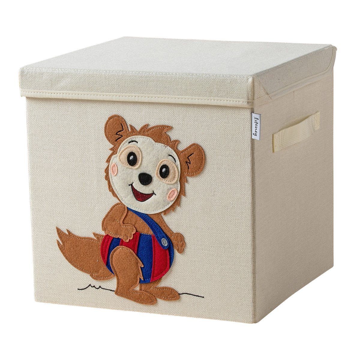 Lifeney Aufbewahrungsbox mit Deckel und Hund I Spielzeugbox mit Tiermotiv  passend für Würfelregale I Ordnungsbox für das Kinderzimmer I  Aufbewahrungskorb Kinder-833114
