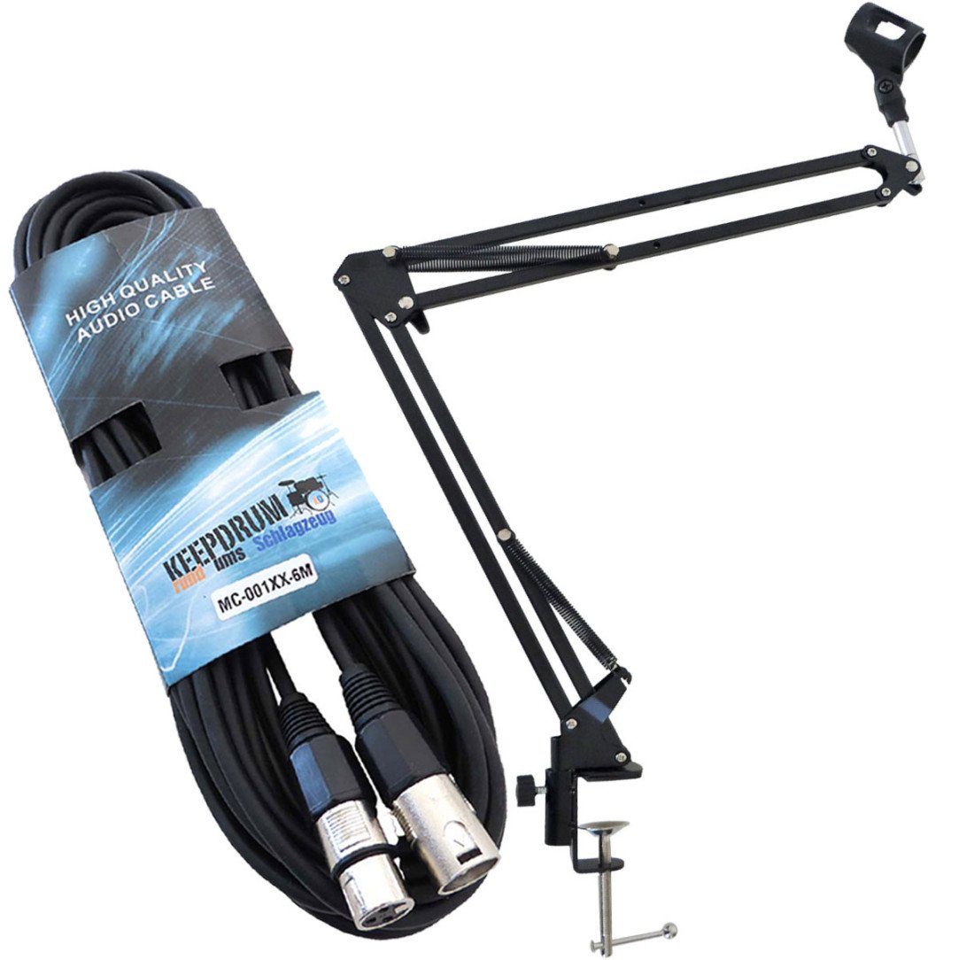 Mikrofonständer keepdrum NB35 Mikrofonstativ Tisch-Mikrofonarm mit 6m XLR Kabel