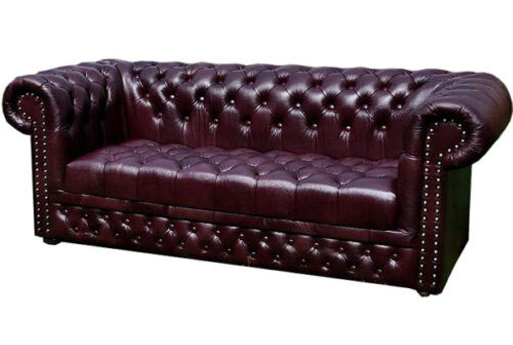 Sofa Leder JVmoebel Couch 100% mit 3 Sofort, Chesterfield-Sofa Sitzer Made in Chesterfield Bettfunktion Europe