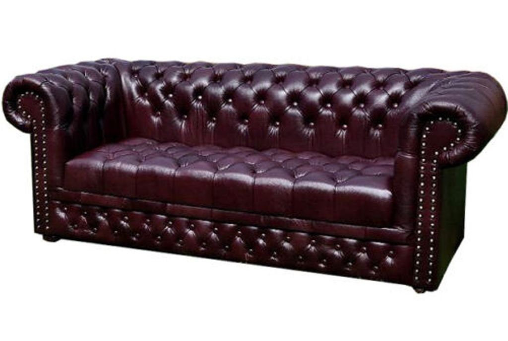Chesterfield-Sofa Chesterfield 3 Sitzer mit Bettfunktion Sofa Couch 100% Leder Sofort