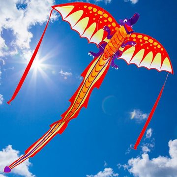 AIROW KITES Flug-Drache Einleiner Phoenix 4mm Fiberglasgestänge Größe 191x102 cm