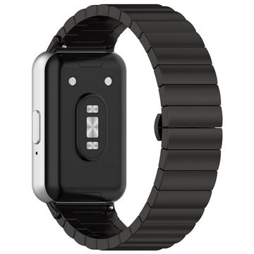 Wigento Smartwatch-Armband Für Samsung Galaxy Fit 3 One Bead Edelstahl Metall Arm Band Schwarz