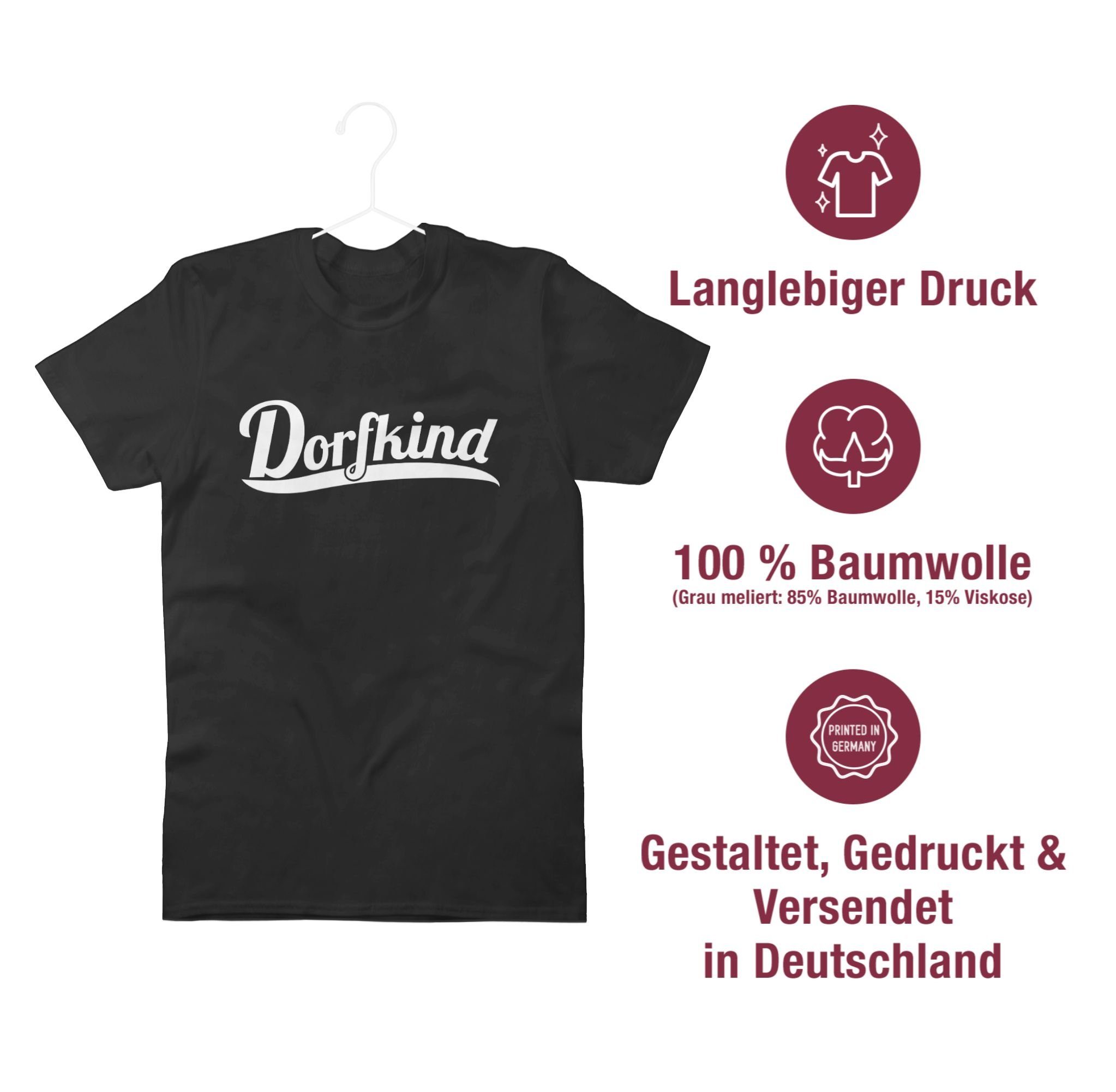 Sprüche T-Shirt Schwarz Dorfkind Statement Weiss Shirtracer 1