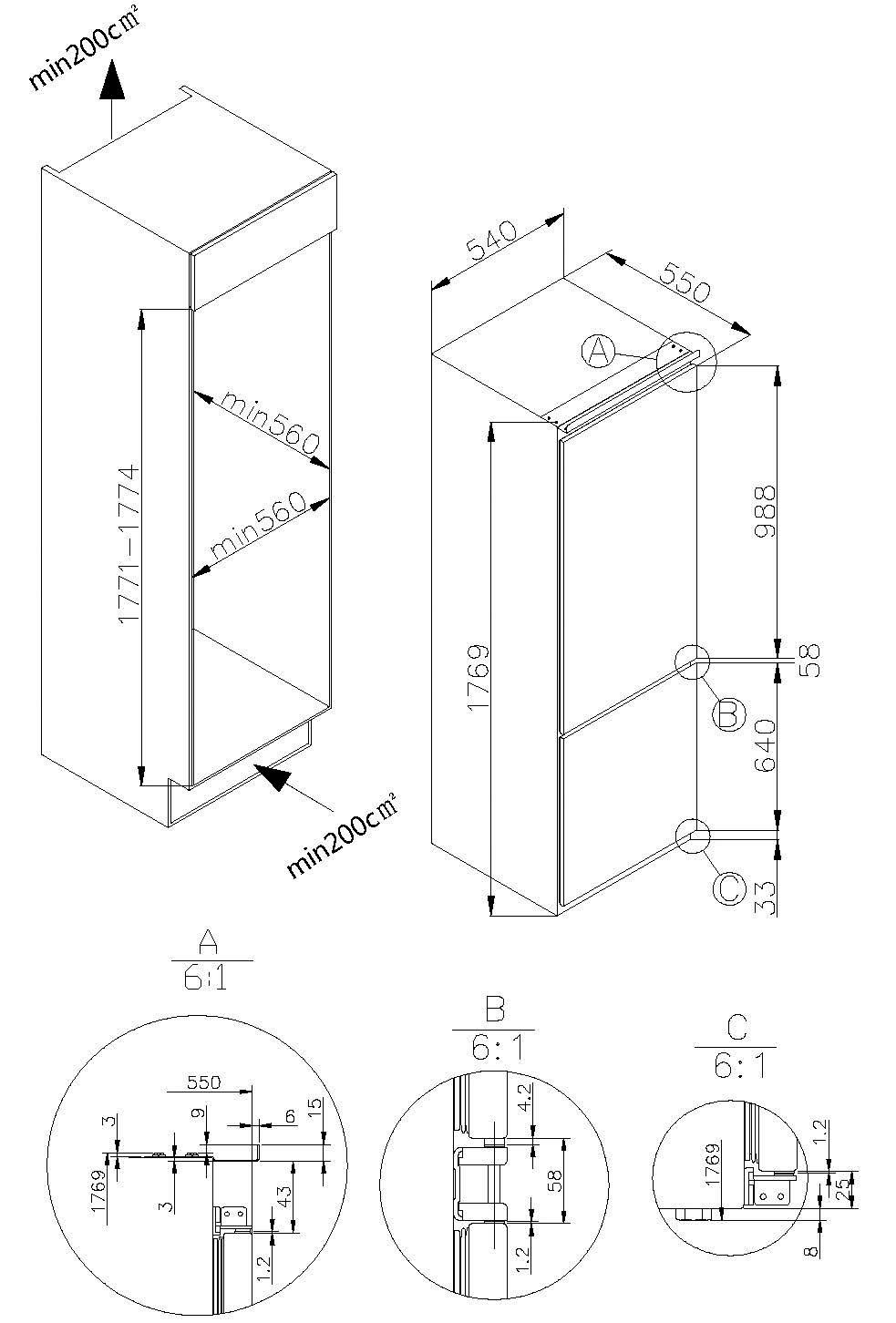 Amica Einbaukühlgefrierkombination EKGC 16177/1 / BK3165.8Ki(E), 176,9 cm hoch, 54 cm breit, Frische, die passt – perfekt für deine Küche – Bild 5 von 5