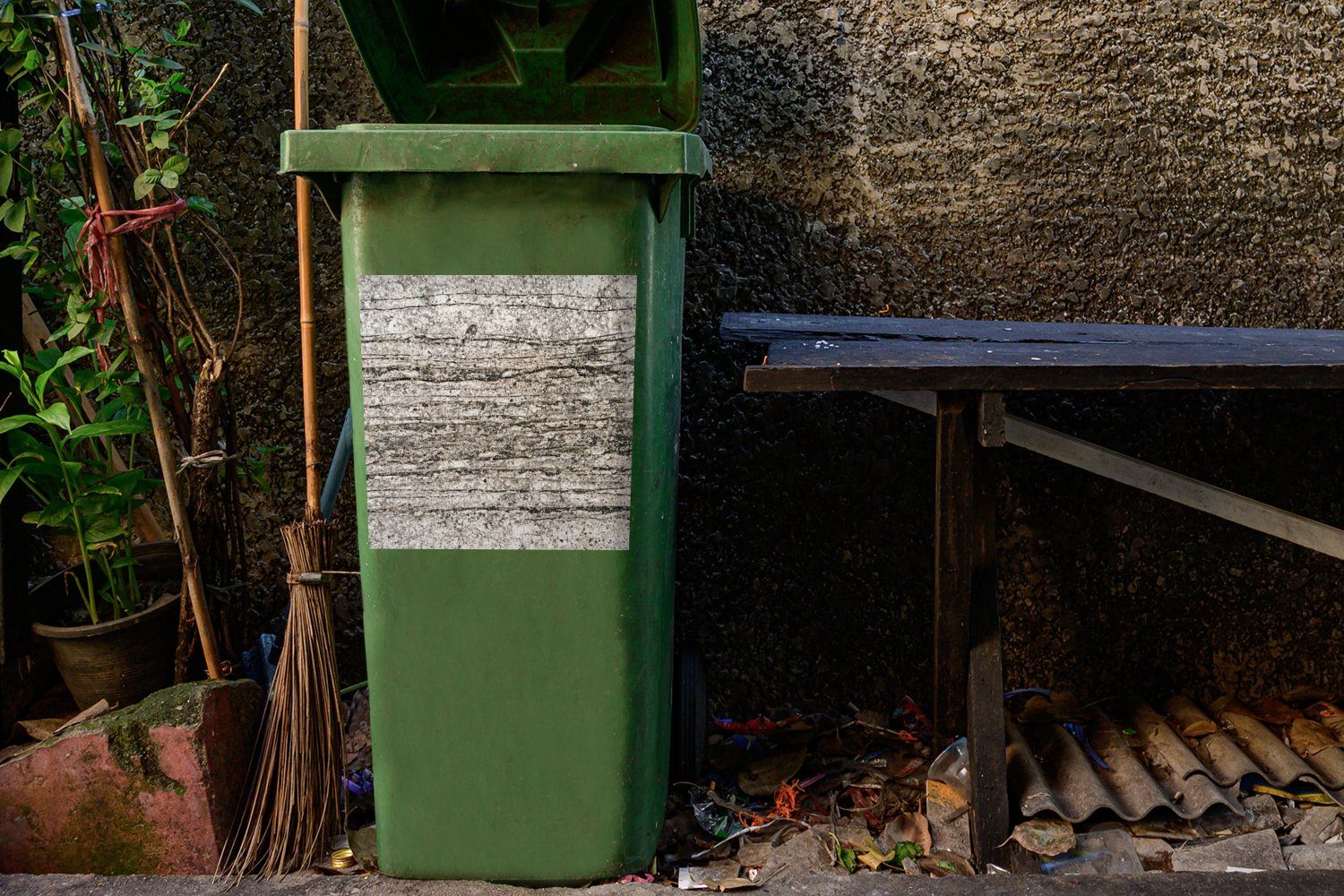 MuchoWow Wandsticker Steine - Vintage Sticker, Abfalbehälter - Mülltonne, (1 Mülleimer-aufkleber, Rost Container, St), Industriell 