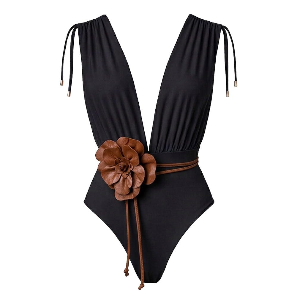 SEA ME SWIM Badeanzug CAYMAN FLORAL 01 Brown Belt Edition