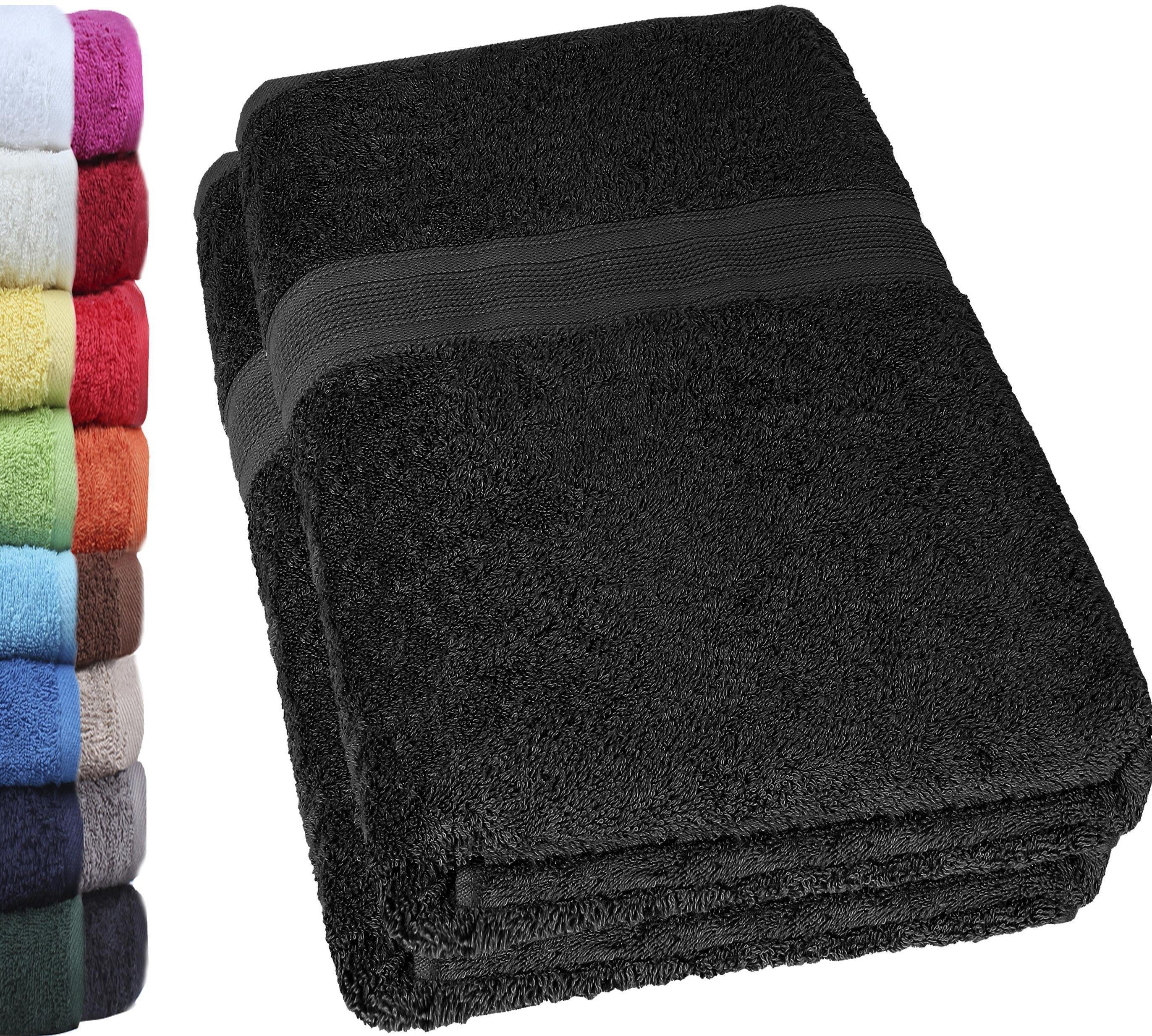 NatureMark Badetuch Badetuch 500gsm, 100% Baumwolle (2-St), Premium Qualität, BADETUCH, Bade-Handtuch, 100x150cm, Schwarz