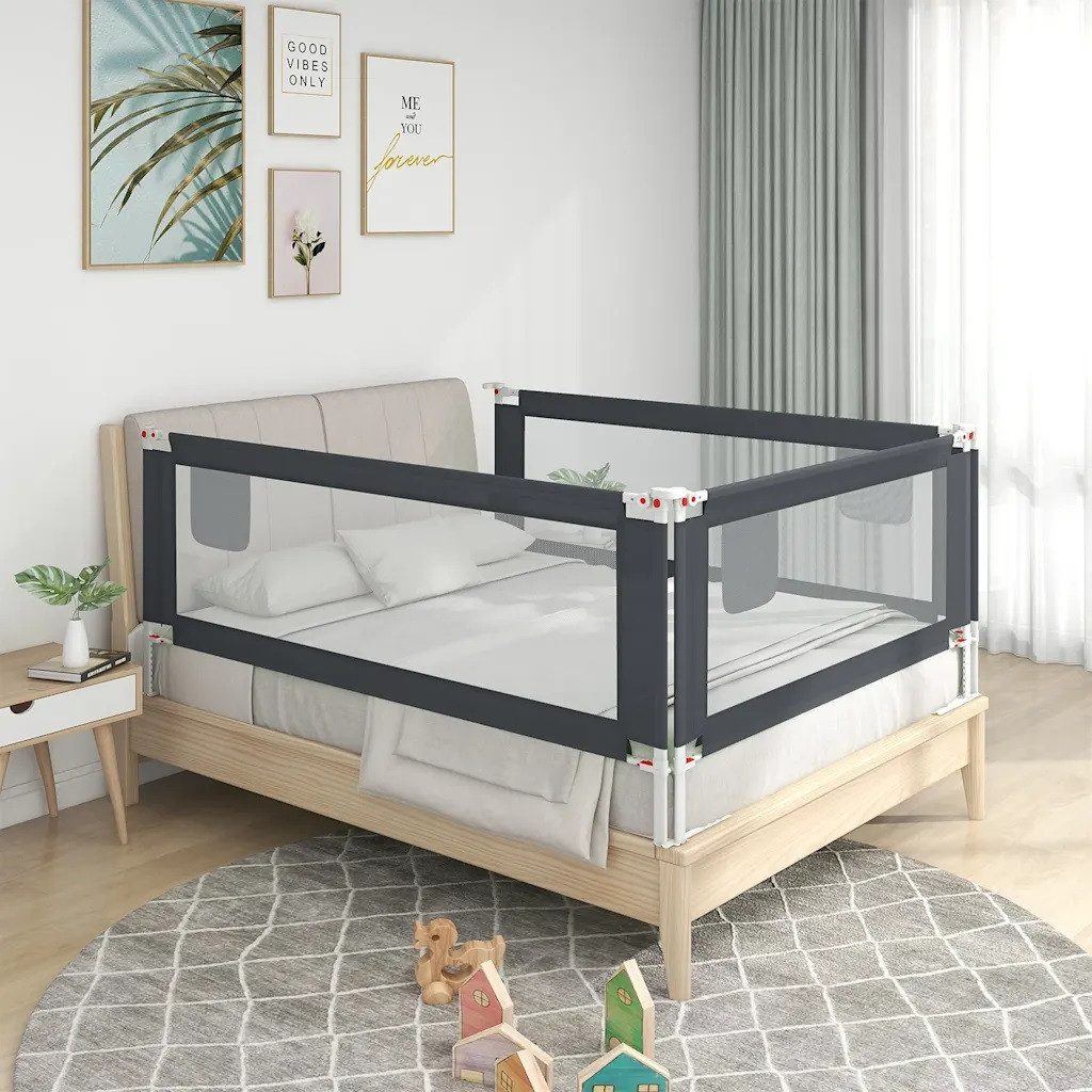 vidaXL Bettschutzgitter Kleinkind-Bettschutzgitter Dunkelgrau 90x25 cm Stoff