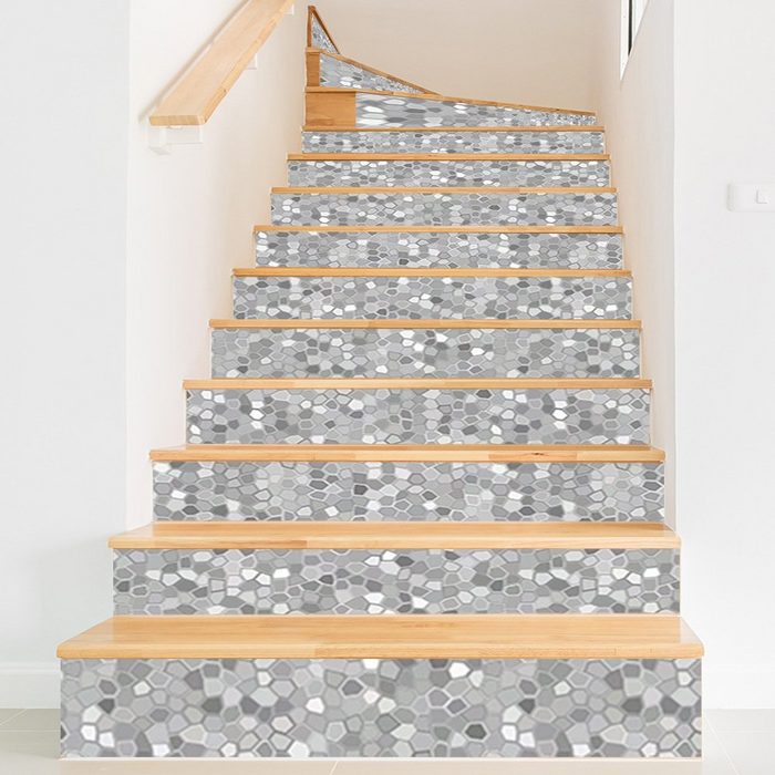 Leway Wandsticker 6 x 3D-Treppenaufkleber mit geometrischem Muster (6 St)