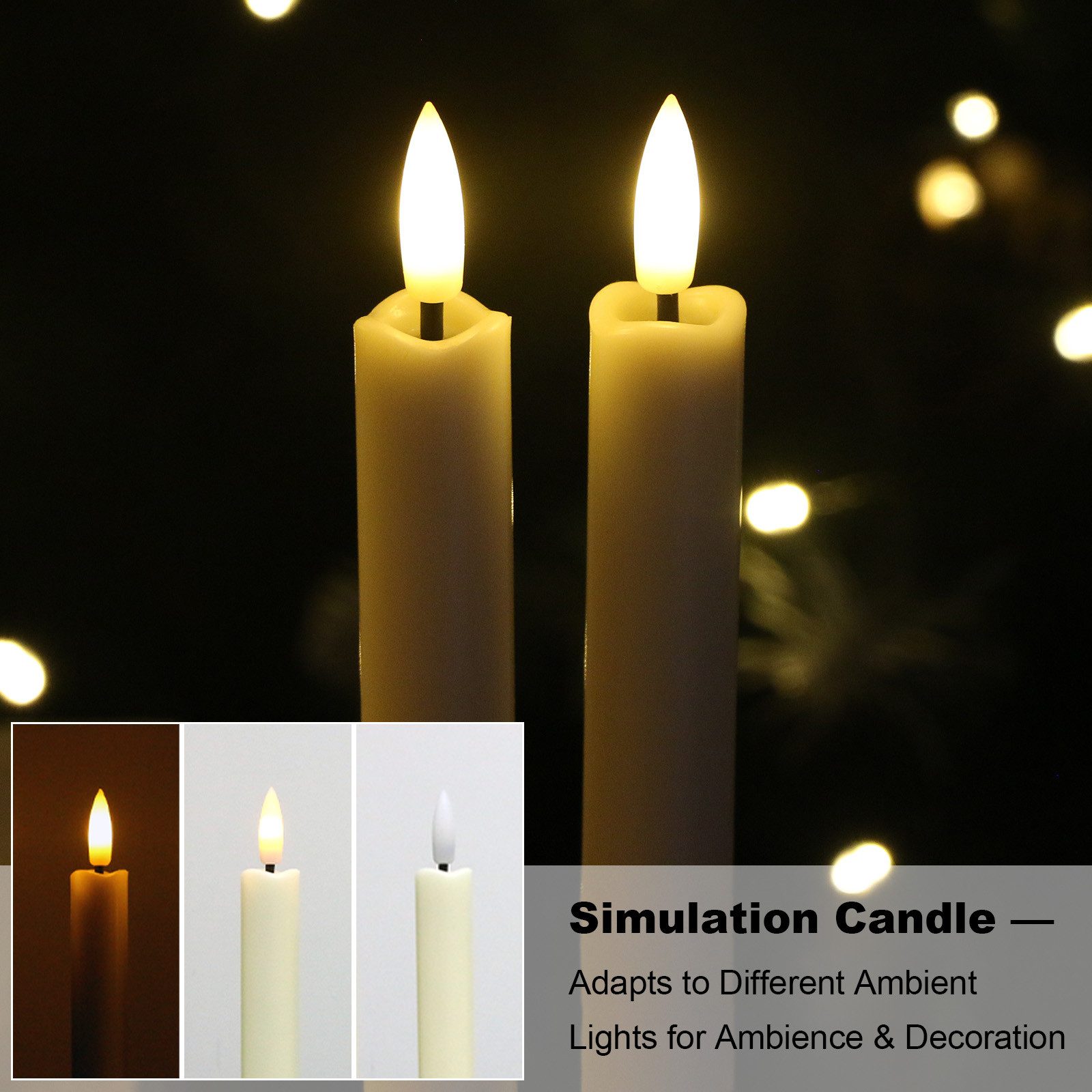 kisidus LED-Kerze LED Stabkerzen mit Timerfunktion 12 Stück Warmweiß (flackernde Flamme LED Kerzen mit Fernbedienung), für Hochzeiten, Partys,Festivals