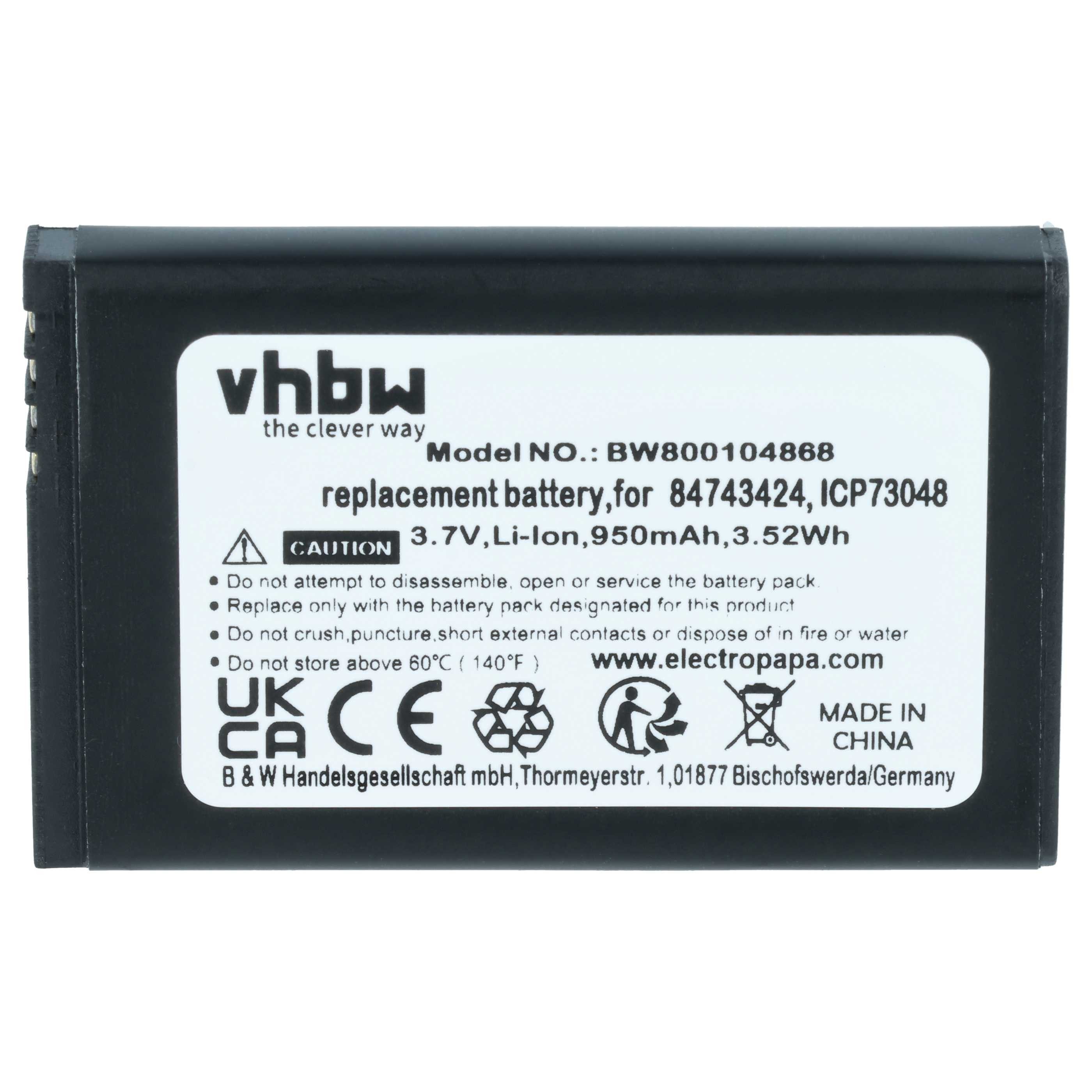 vhbw Akku passend für COMfortel M-210, M-200, M-310 Mobilfunk (950 mAh, 3,7 Akku Akku Li-Ion 950 mAh (3,7 V, 5 St), Leistungsfähige Austausch-Akkus für Telefon, Festnetz oder schnurloses