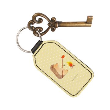 Mr. & Mrs. Panda Schlüsselanhänger Igel Grillen - Gelb Pastell - Geschenk, Sinn des Lebens, arbeitslos, (1-tlg), Botschaft der Liebe