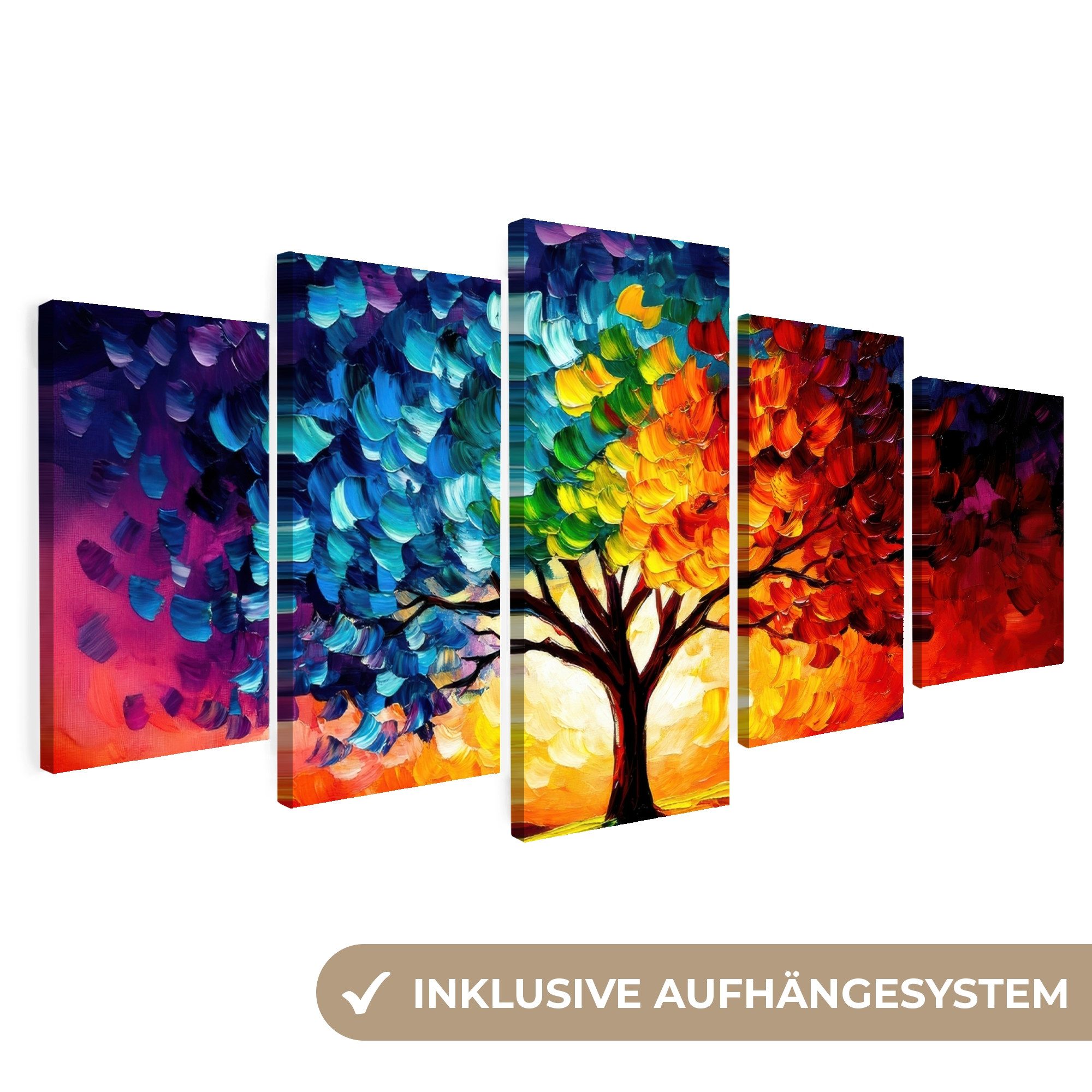 MuchoWow Leinwandbild Baum - Farbenfroh - günstig online kaufen