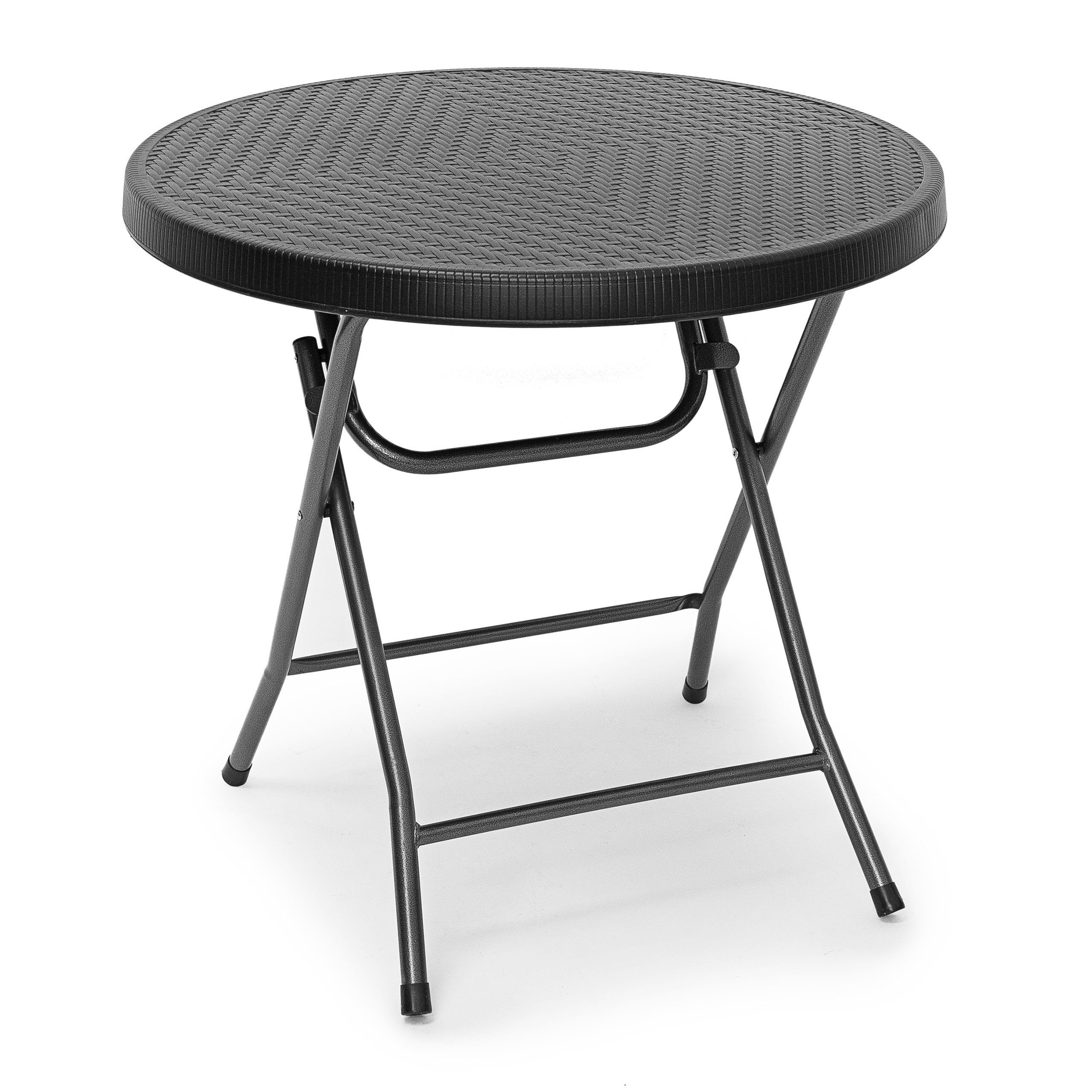 relaxdays Klapptisch Gartentisch klappbar BASTIAN (1-St), Schwarz, Rund