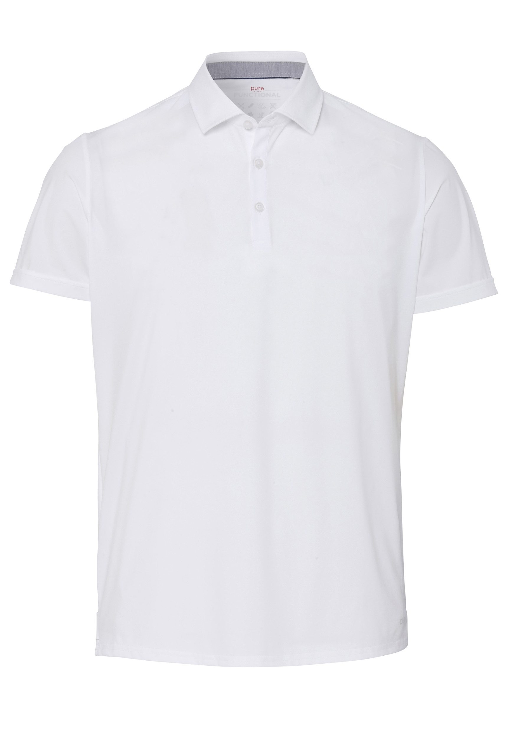T-Shirt Pure Functional Polo Knopf slim fi, uni weiß