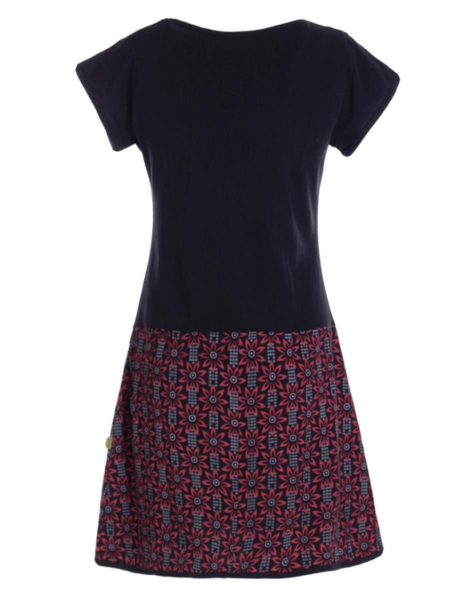 Vishes Tunikakleid Damen Sommerkleid Kurzarm Blumen-Kleid Tunika-Kleid T-Shirtkleid Boho, Goa, Guru Style
