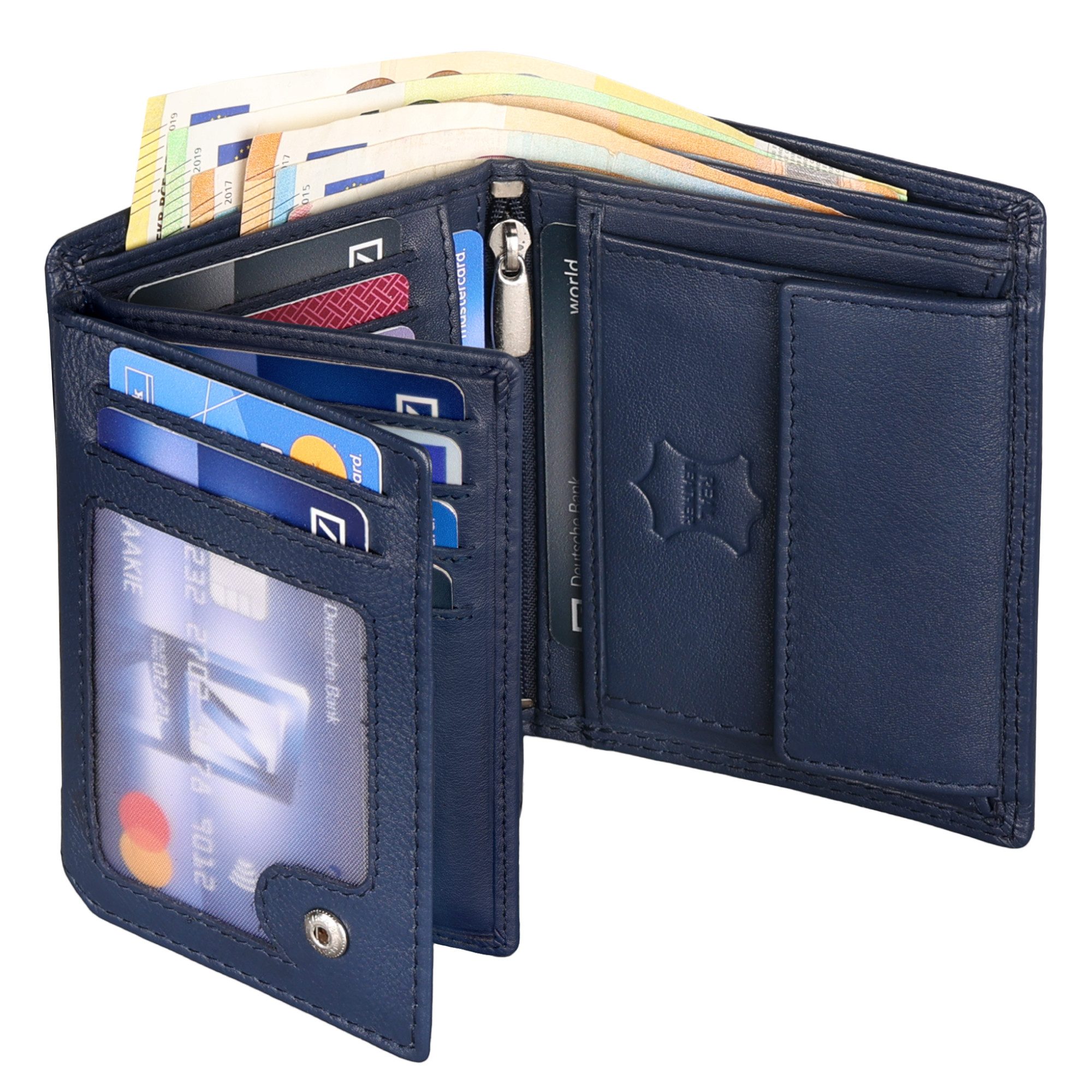 EAAKIE Geldbörse RFID echt Leder Portemonnaie Geldbörse Herren Rindleder, RFID Schutz