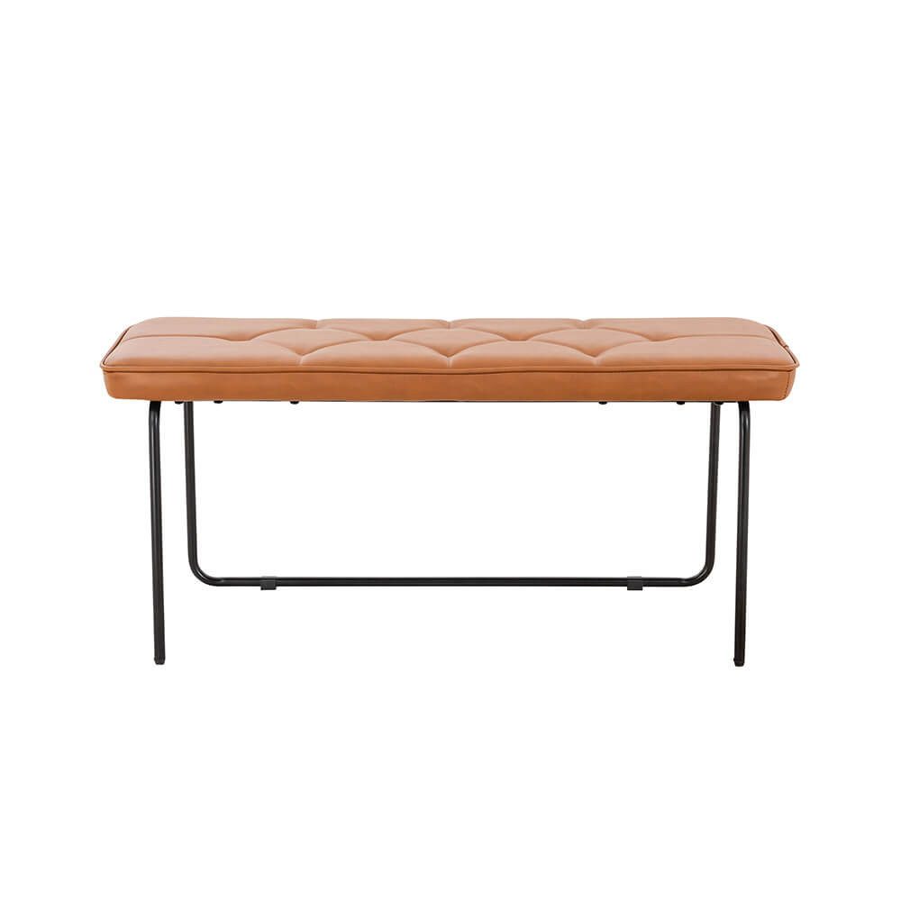 HOME DELUXE Bank GINO, Edle Lederoptik, Retrobank, Sitzbank in warmem Cognac-Ton