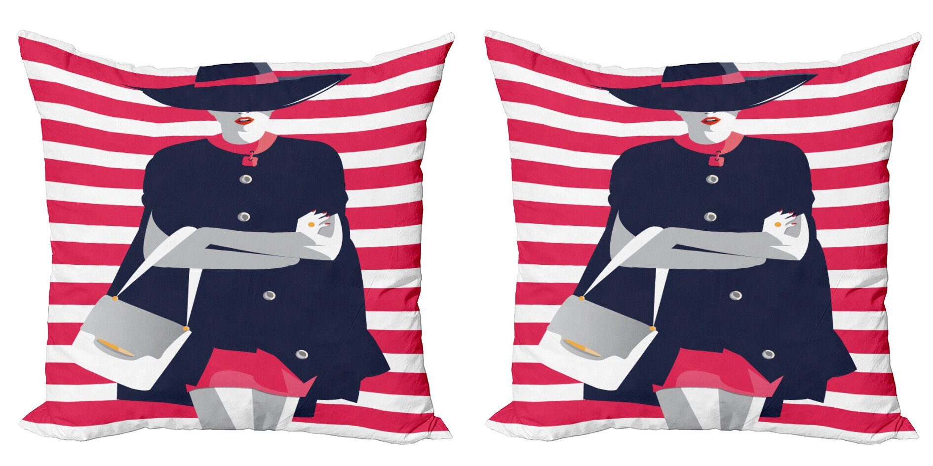 Kissenbezüge Modern Accent Doppelseitiger Digitaldruck, Abakuhaus (2 Stück), abstrakte Frauen Mode auf Streifen